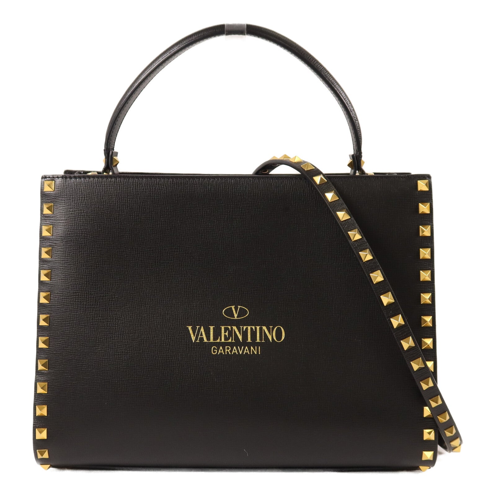 Valentino 牛皮皮革Alcove Rockstud Top Handle Medium手挽肩背兩用袋