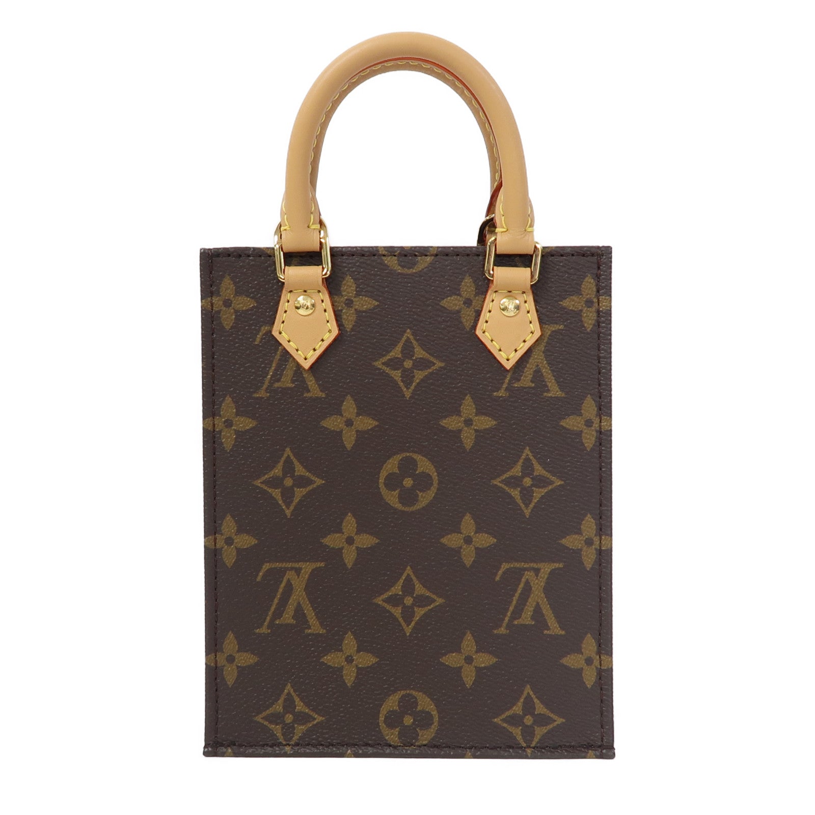 LOUIS VUITTON 【激減優惠】Monogram Petit Sac Plat金扣手挽肩背兩用袋啡色