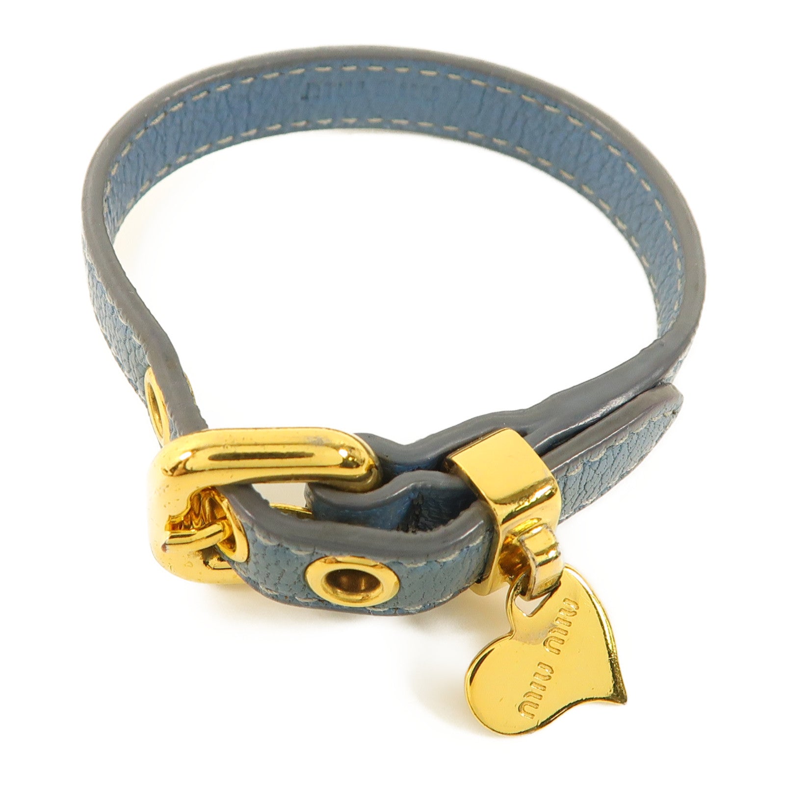 MIU MIU GHW Bracelet Leather Blue