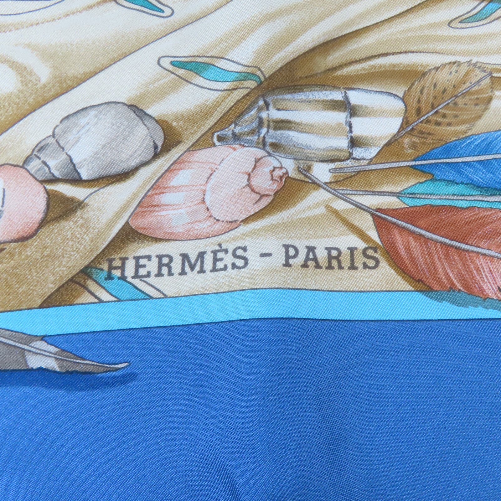 HERMES 絲質Scarf絲巾藍色/啡色/米色