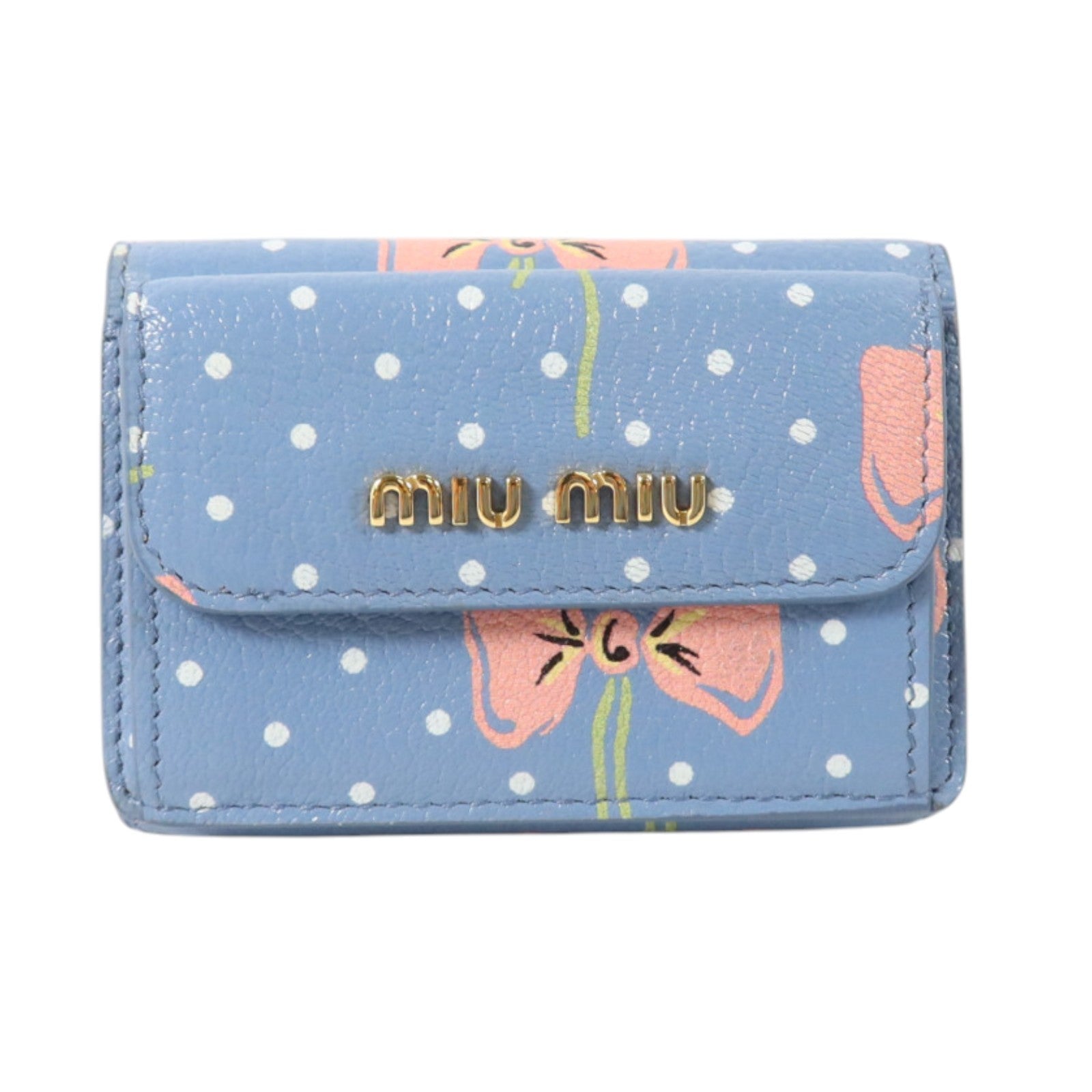 Miu Miu 牛皮皮革Mini Wallet金扣錢包