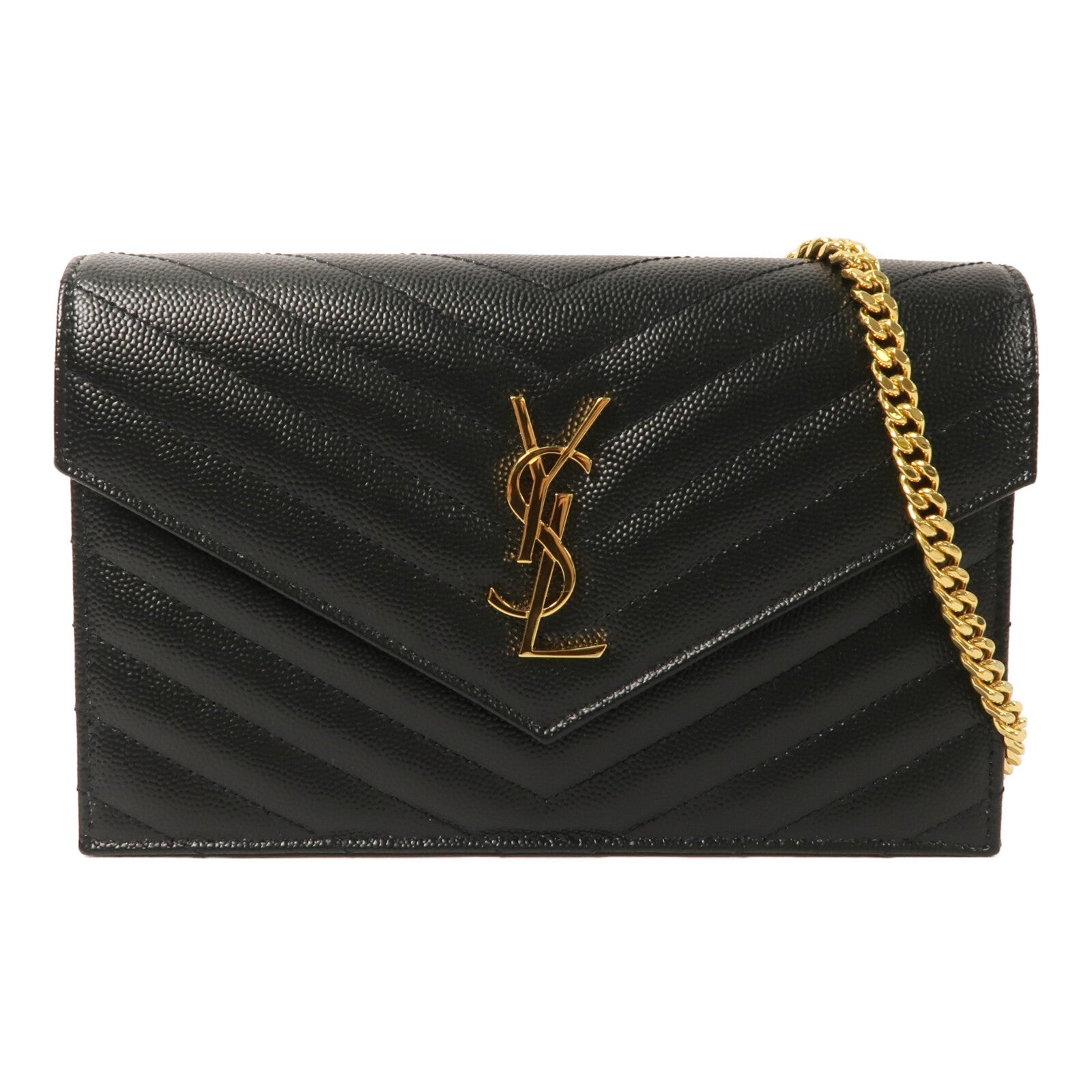 YVES SAINT LAURENT 牛皮皮革Cassandre Envelope Chain Wallet鏈帶肩背袋