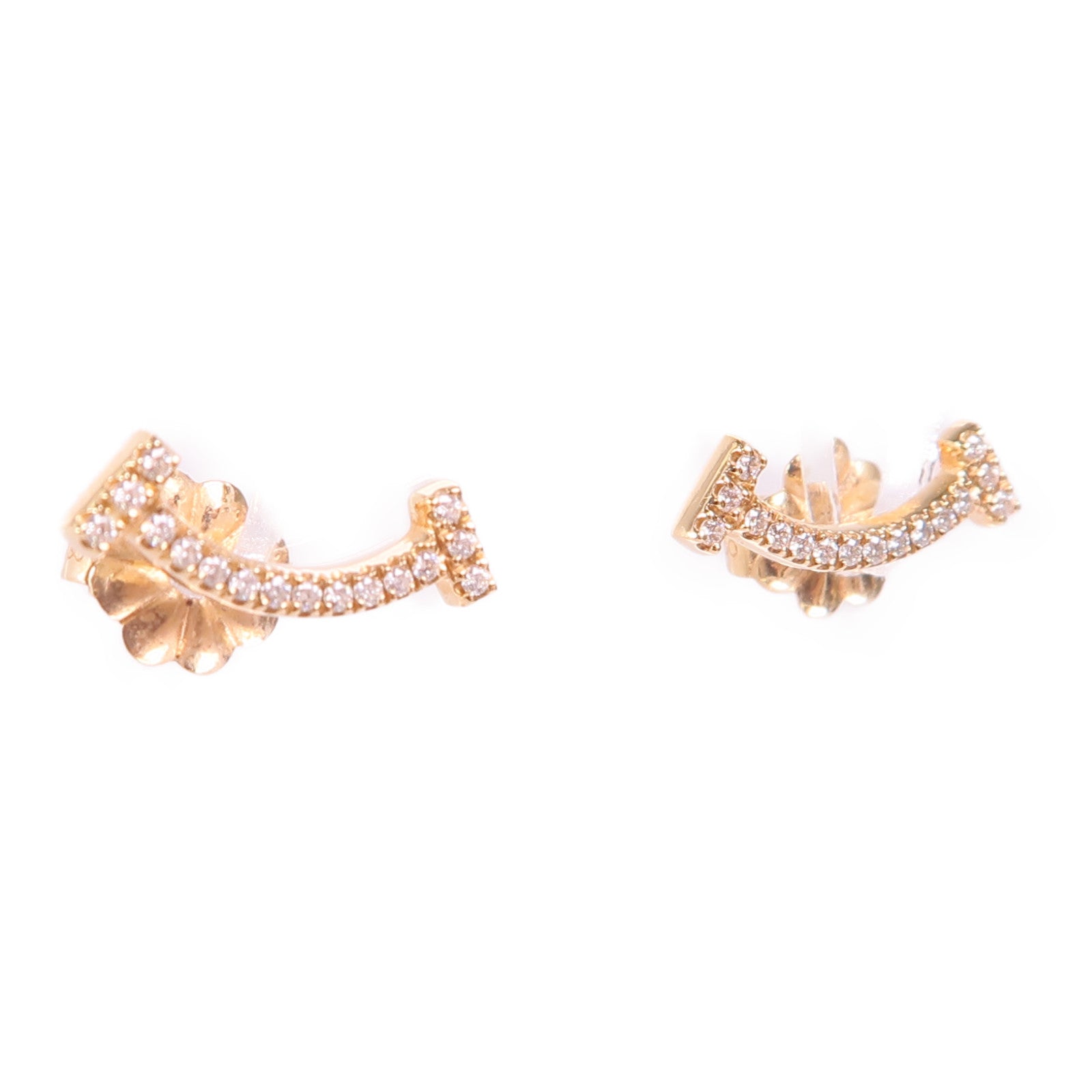TIFFANY＆CO 18K玫瑰金Mini T Smile Diamond Earrings鑽石耳環