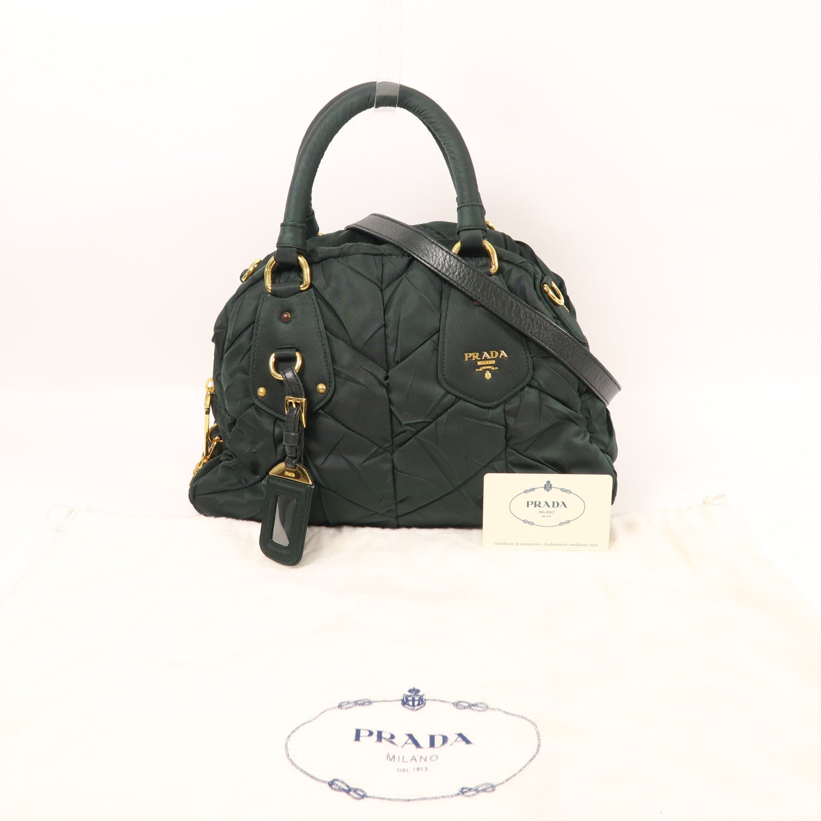 PRADA 尼龍Mini Boston金扣手挽肩背兩用袋