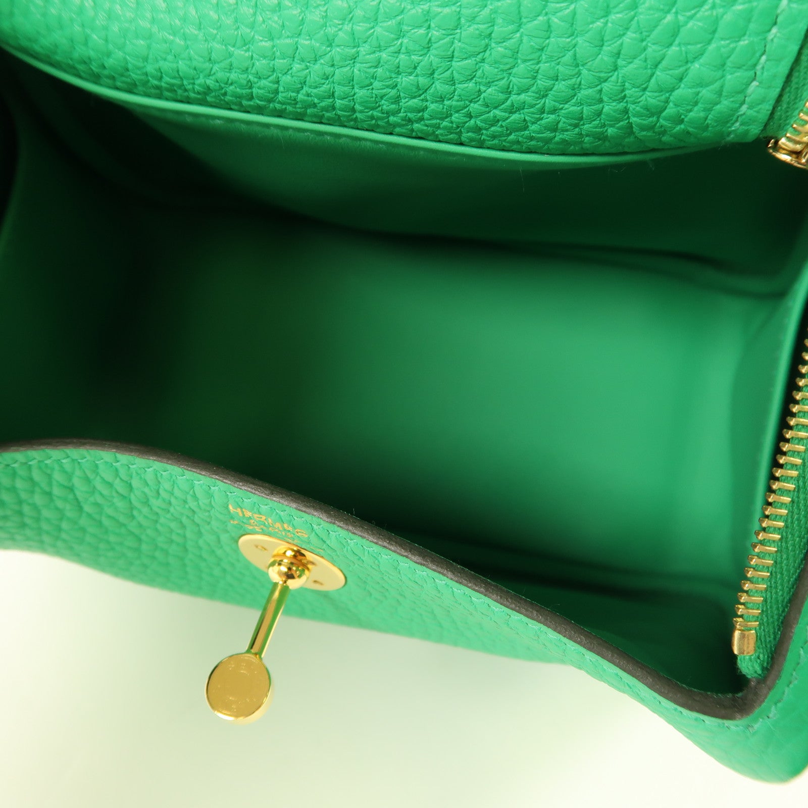 HERMES Clemence皮革Mini Lindy金扣手挽肩背兩用袋Menthe