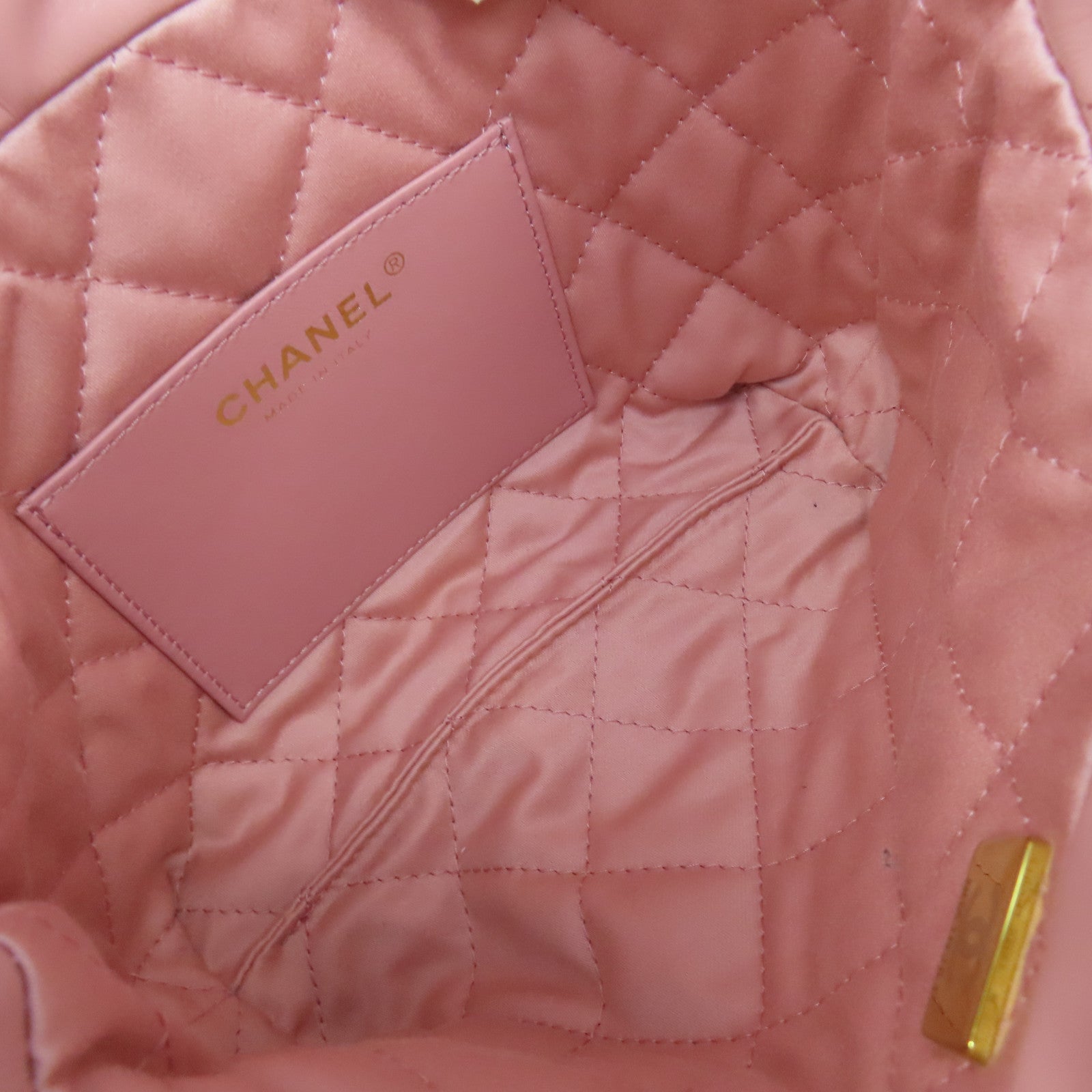 CHANEL 【激減優惠】菱格牛皮皮革Mini C22金扣鏈帶肩背袋粉紅色
