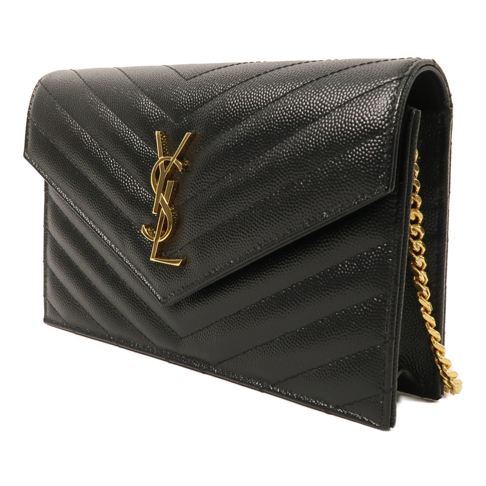 YVES SAINT LAURENT 牛皮皮革Cassandre Envelope Chain Wallet鏈帶肩背袋