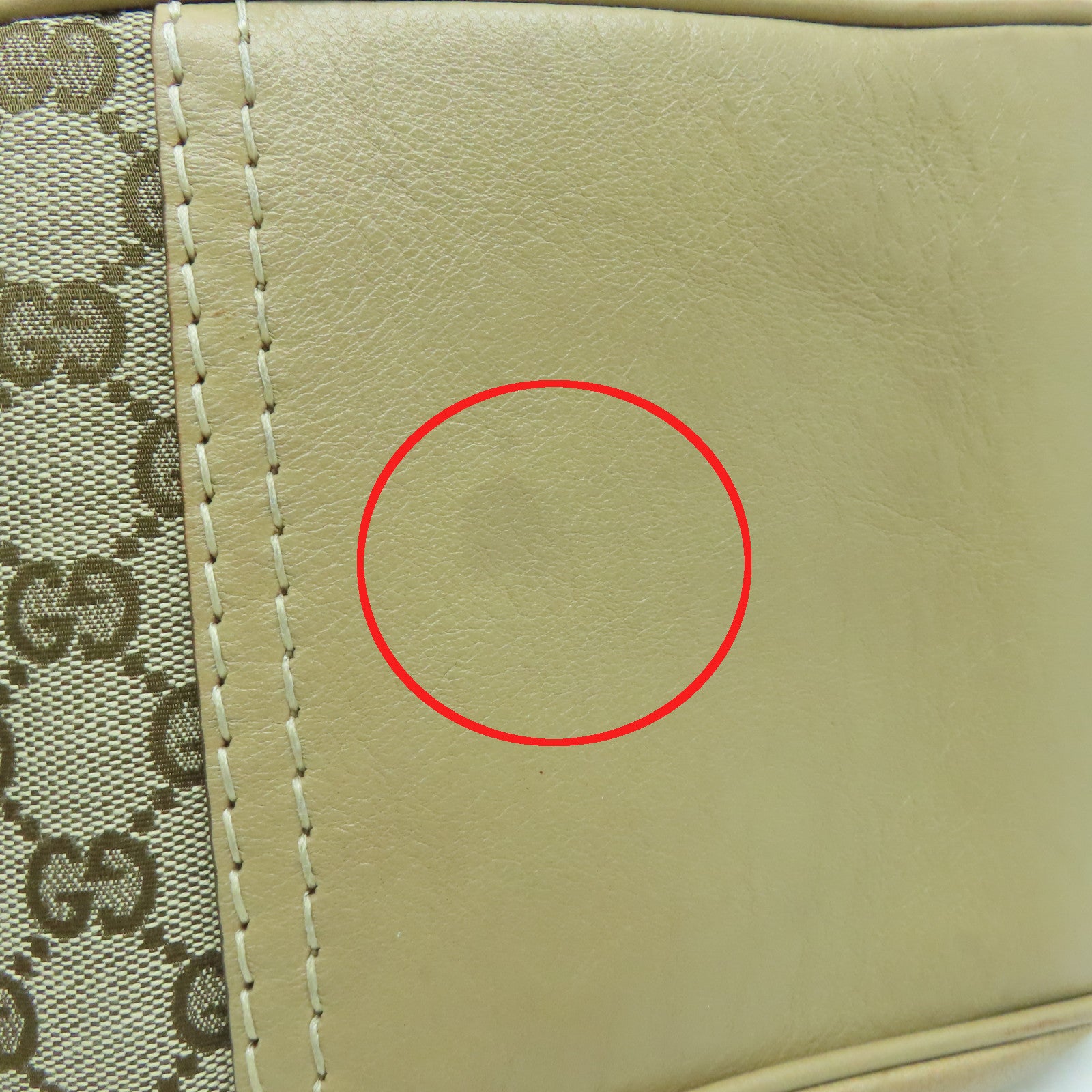 GUCCI Canvas Boston Bag Gold Buckle Boston Bag Beige