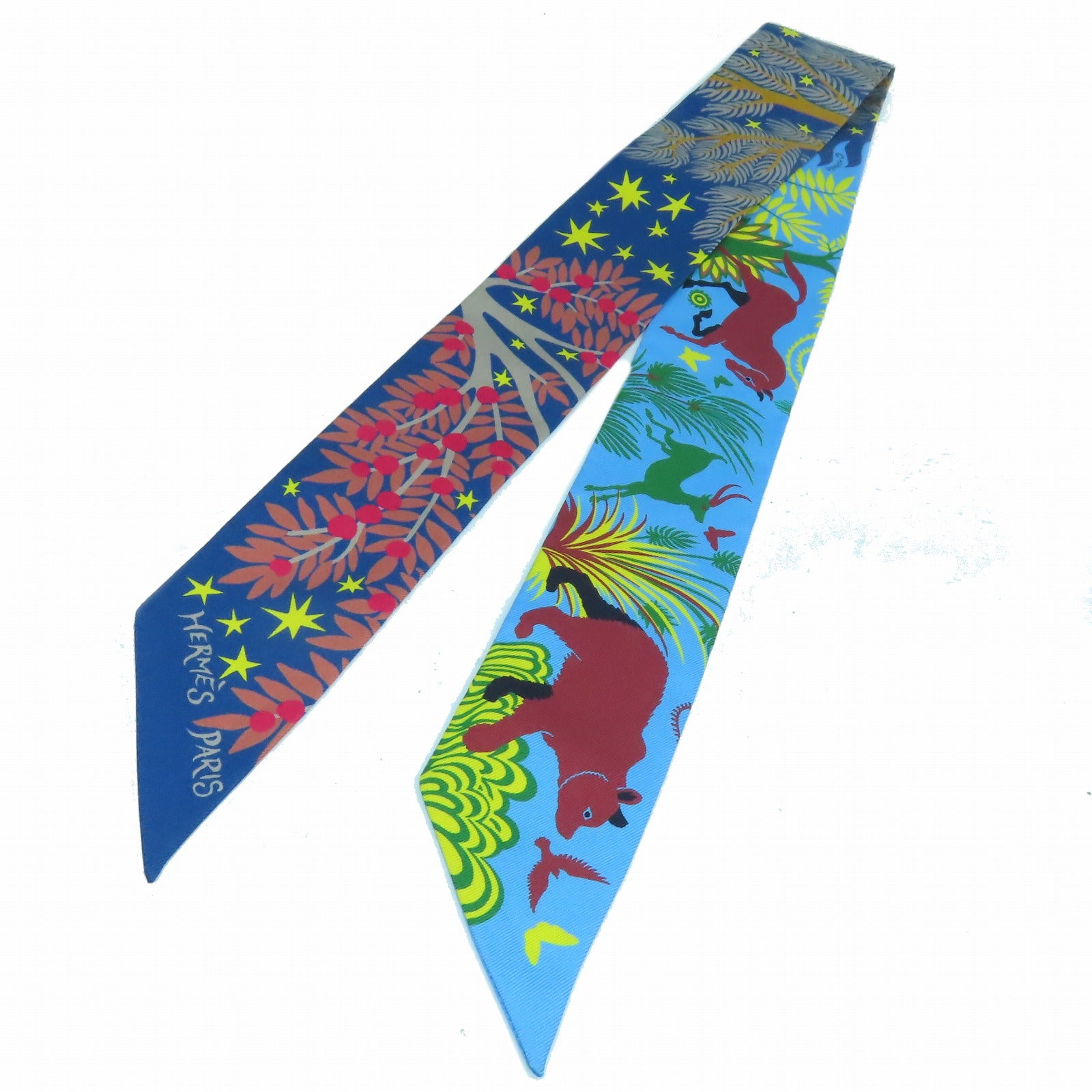 HERMES 【激減優惠】絲質Twilly Scarf絲巾淺藍色/彩色