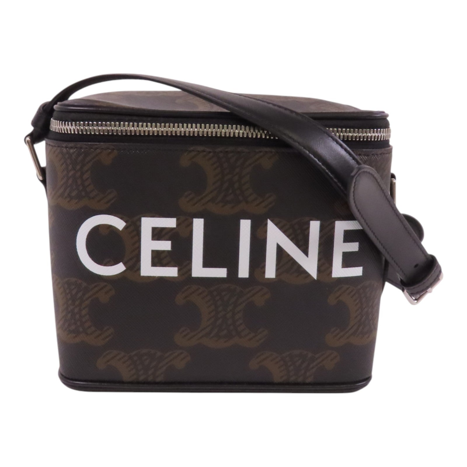 CELINE 塗層帆布Boite In Triomphe銀扣肩背袋