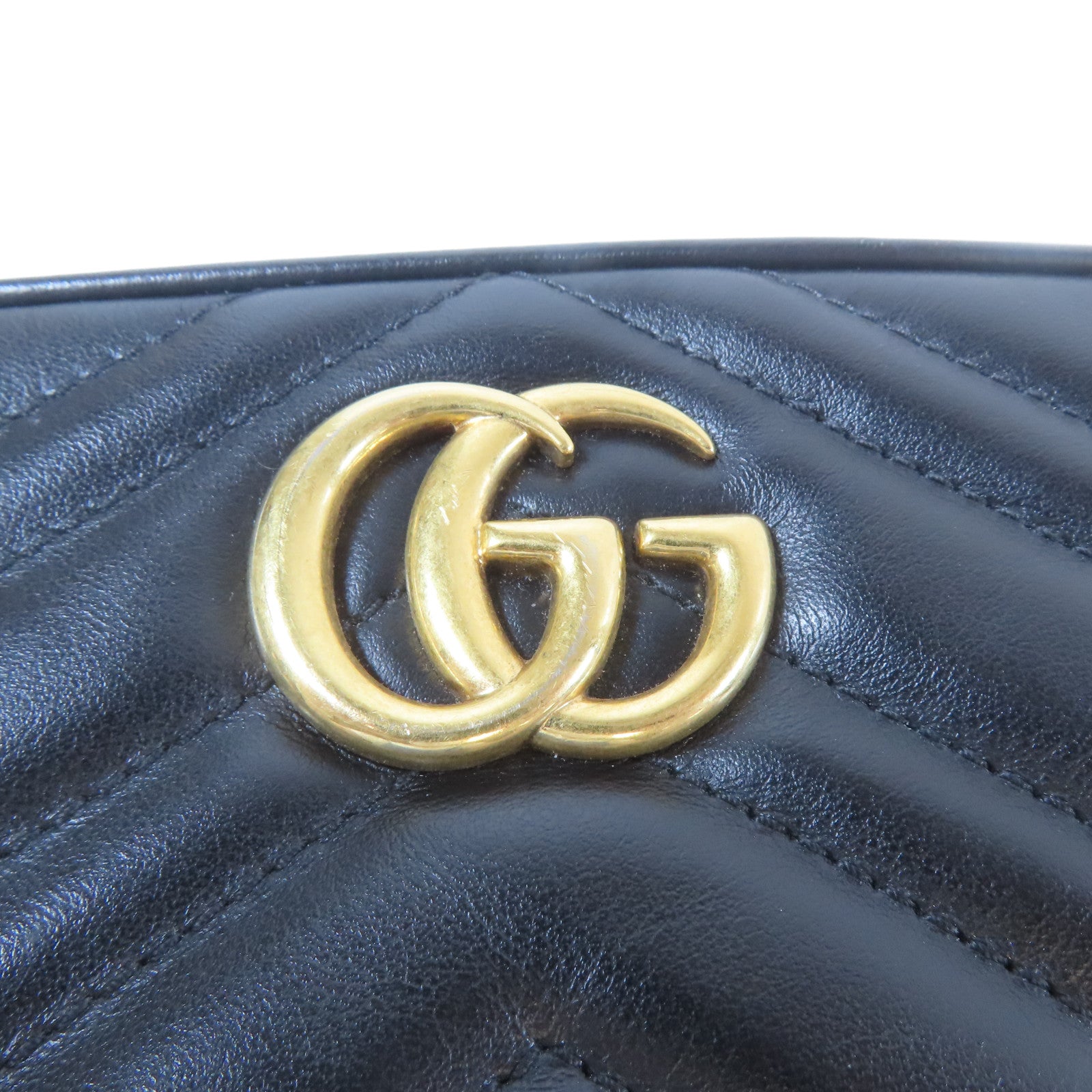 GUCCI 牛皮皮革Marmont Small金扣鏈帶肩背袋黑色