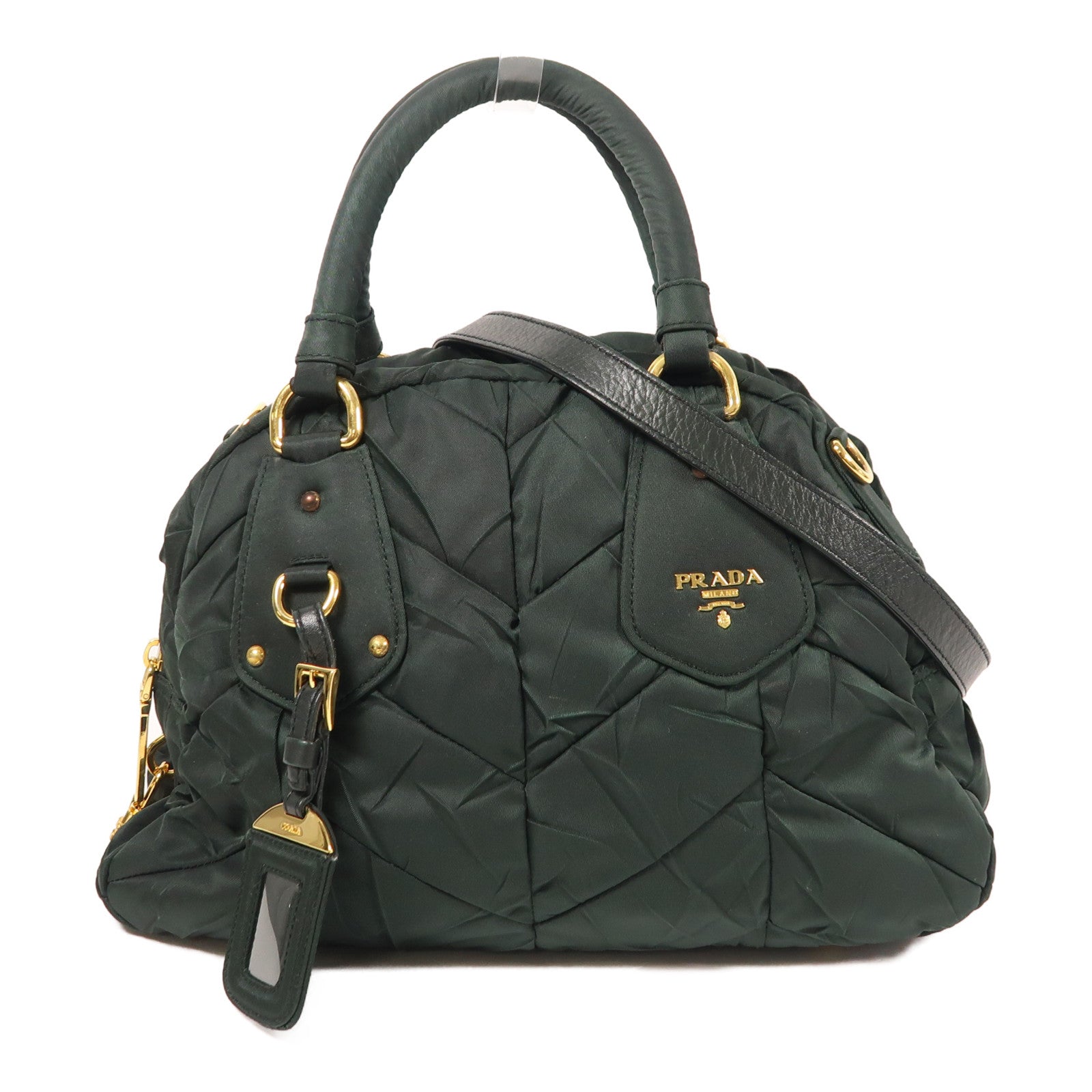 PRADA 尼龍Mini Boston金扣手挽肩背兩用袋