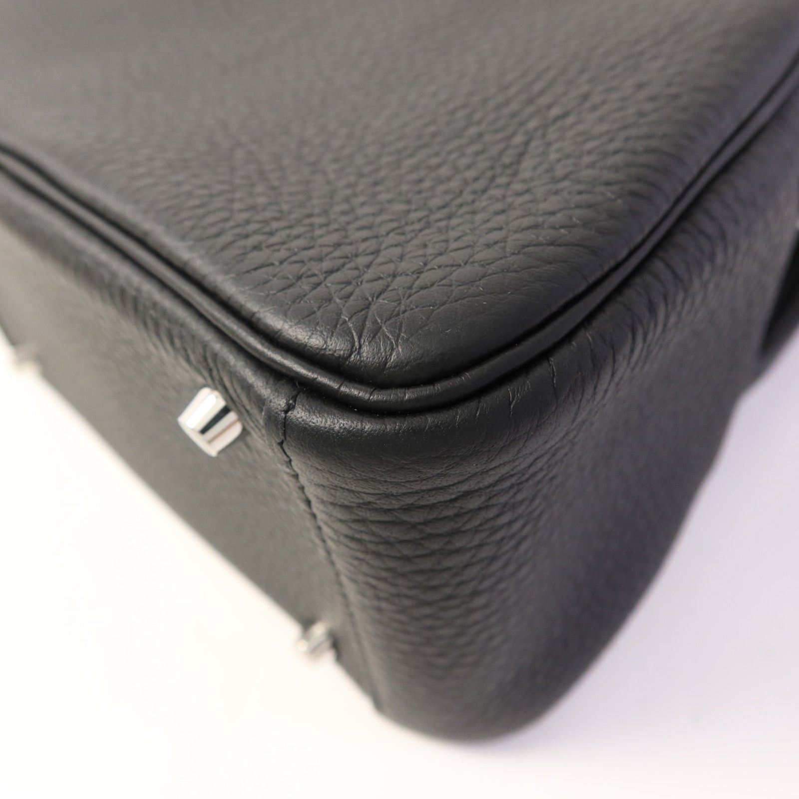 HERMES Clemence皮革Mini Lindy金扣手挽肩背兩用袋Noir