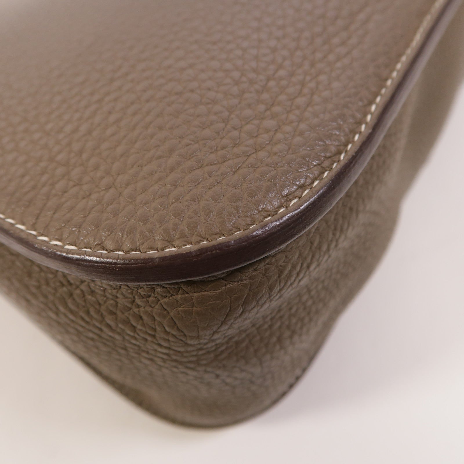 HERMES Clemence皮革Halzan 31銀扣手挽肩背兩用袋Etoupe