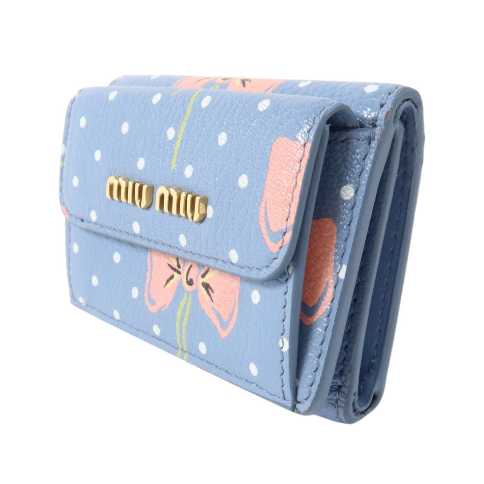Miu Miu 牛皮皮革Mini Wallet金扣錢包