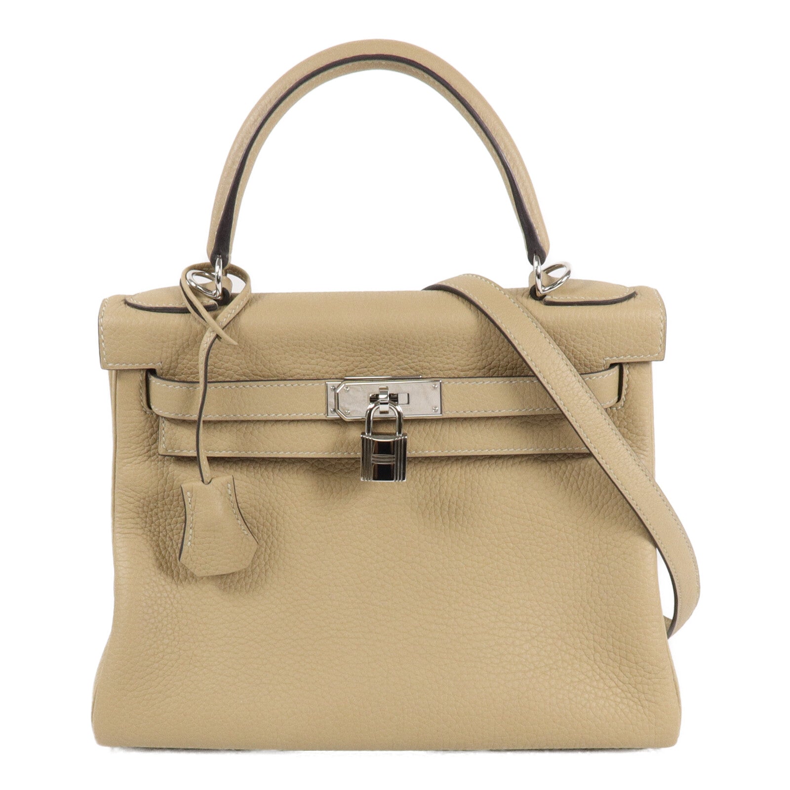 HERMES Clemence皮革Kelly 28手挽肩背兩用袋Trench