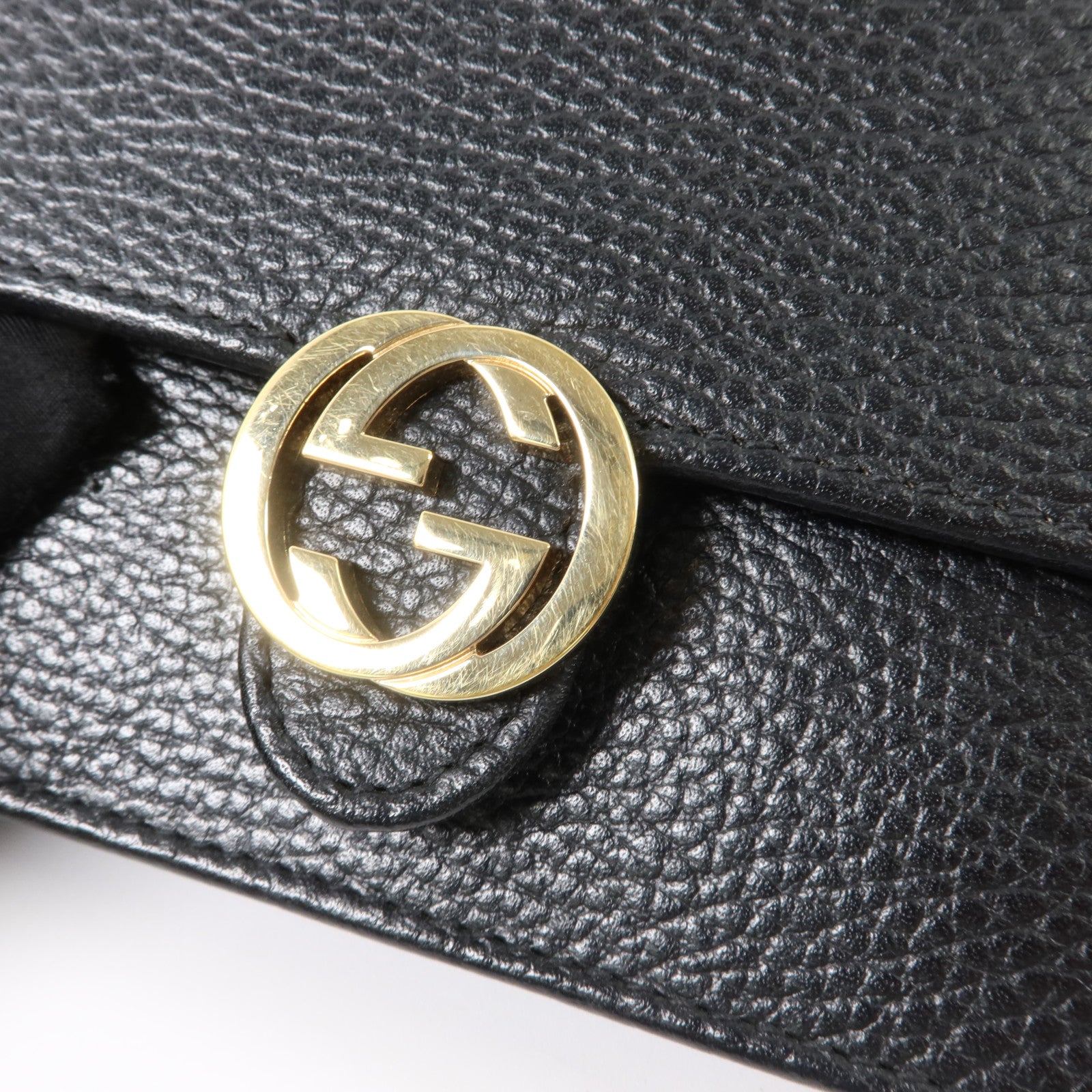 GUCCI 牛皮皮革Interlocking Wallet On Chain金扣鏈帶肩背袋