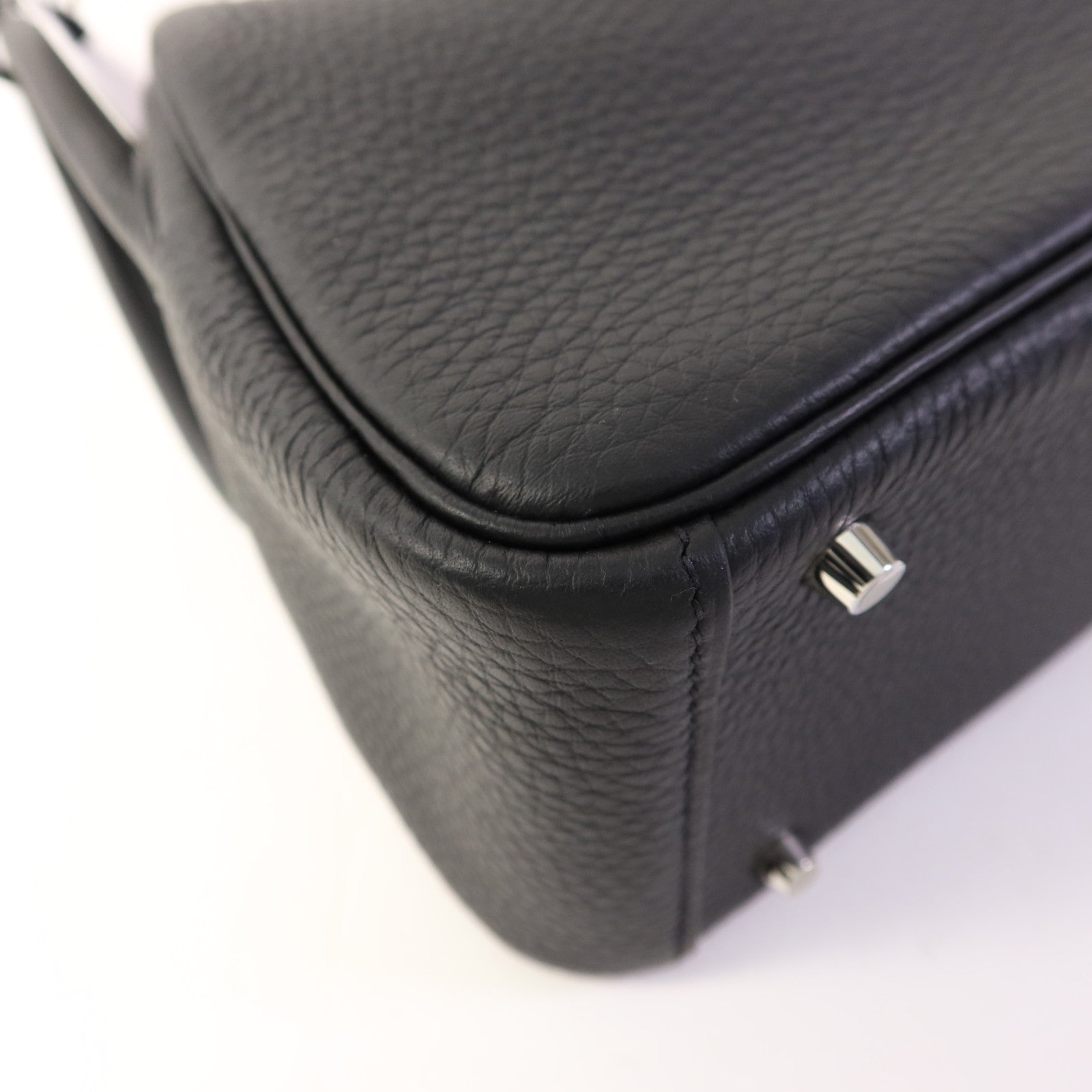 HERMES Clemence皮革Mini Lindy金扣手挽肩背兩用袋Noir