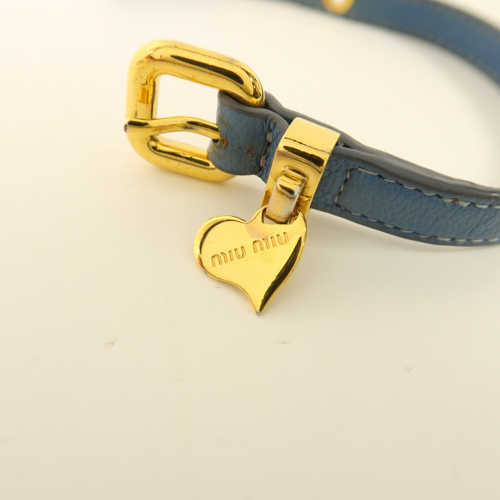 MIU MIU GHW Bracelet Leather Blue