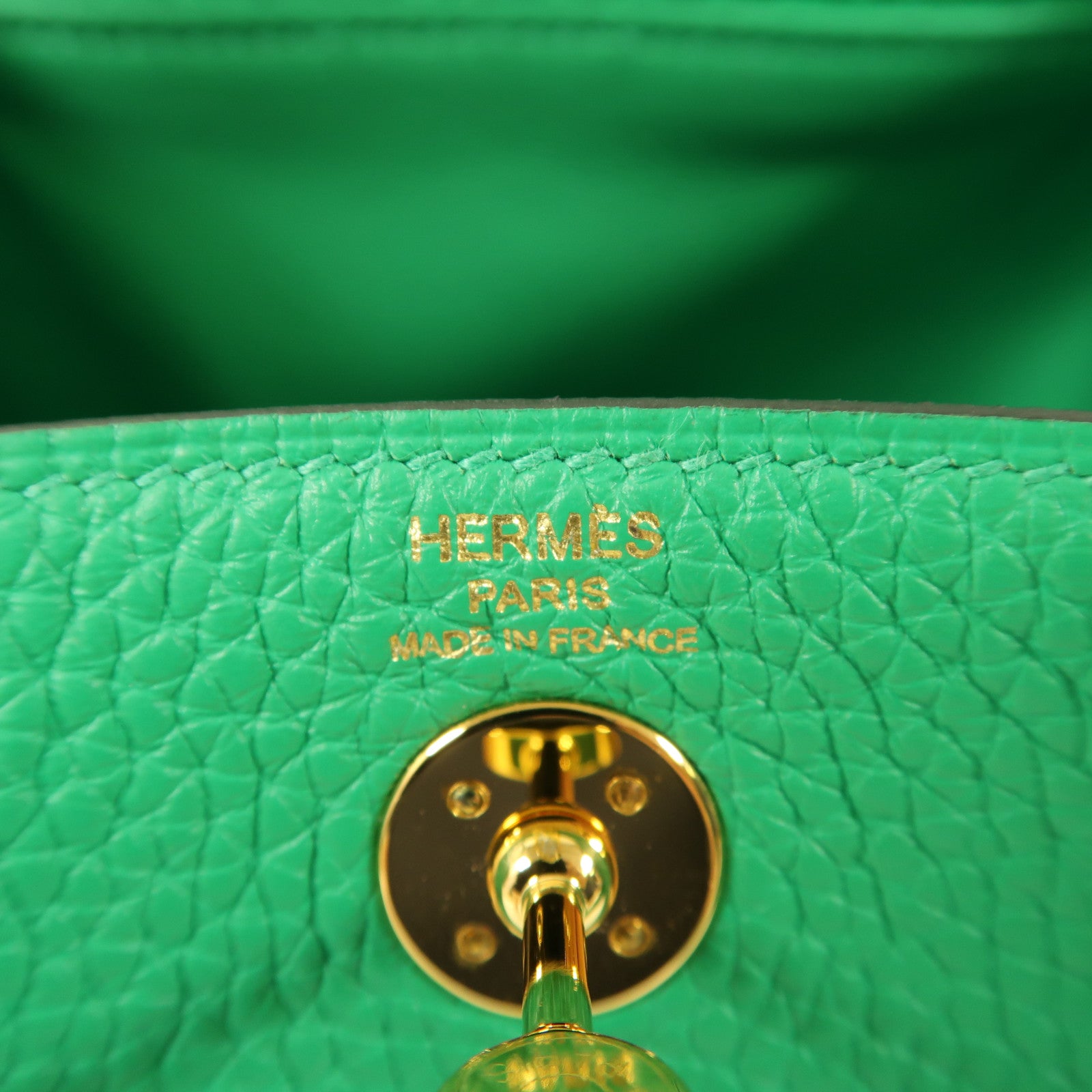 HERMES Clemence皮革Mini Lindy金扣手挽肩背兩用袋Menthe