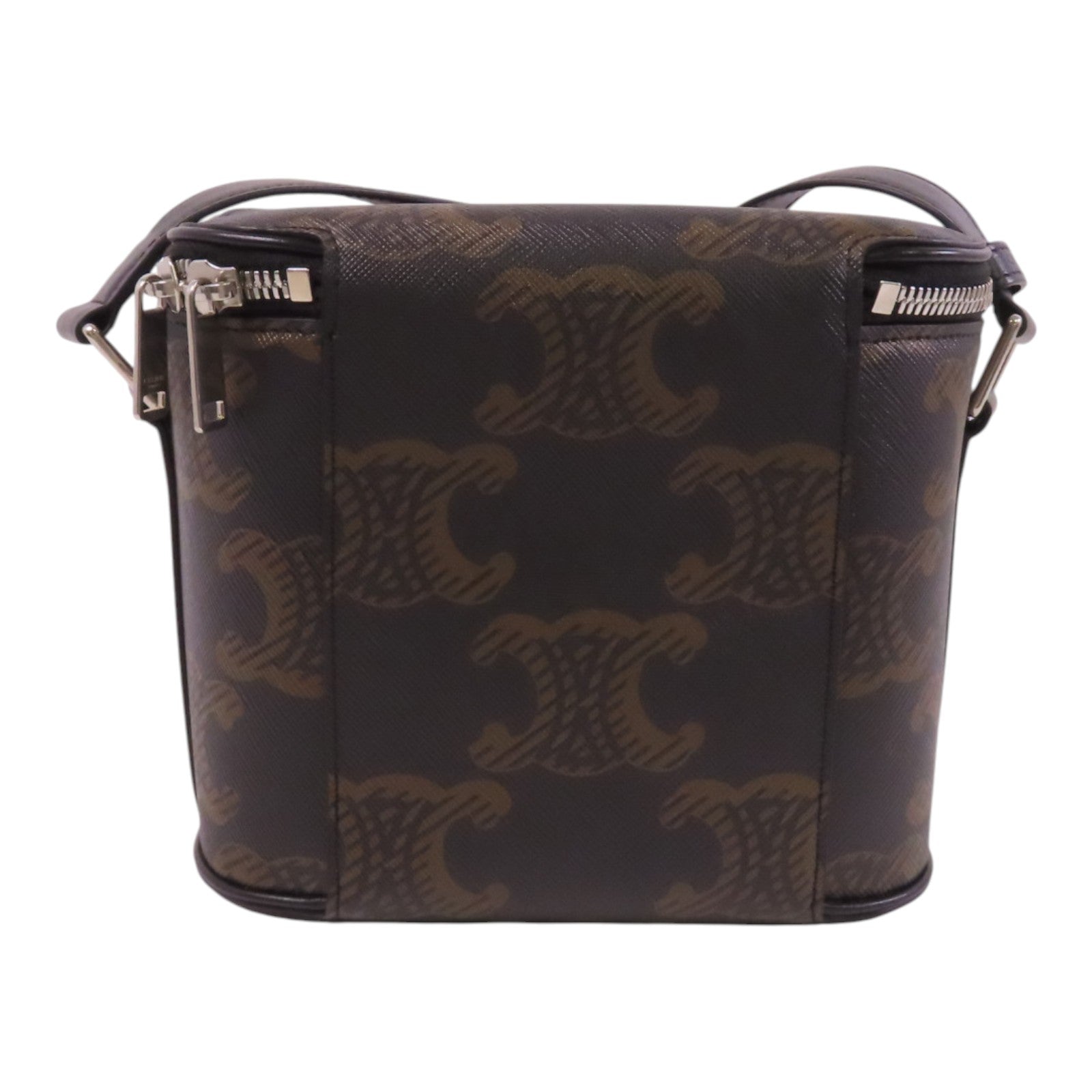 CELINE 塗層帆布Boite In Triomphe銀扣肩背袋