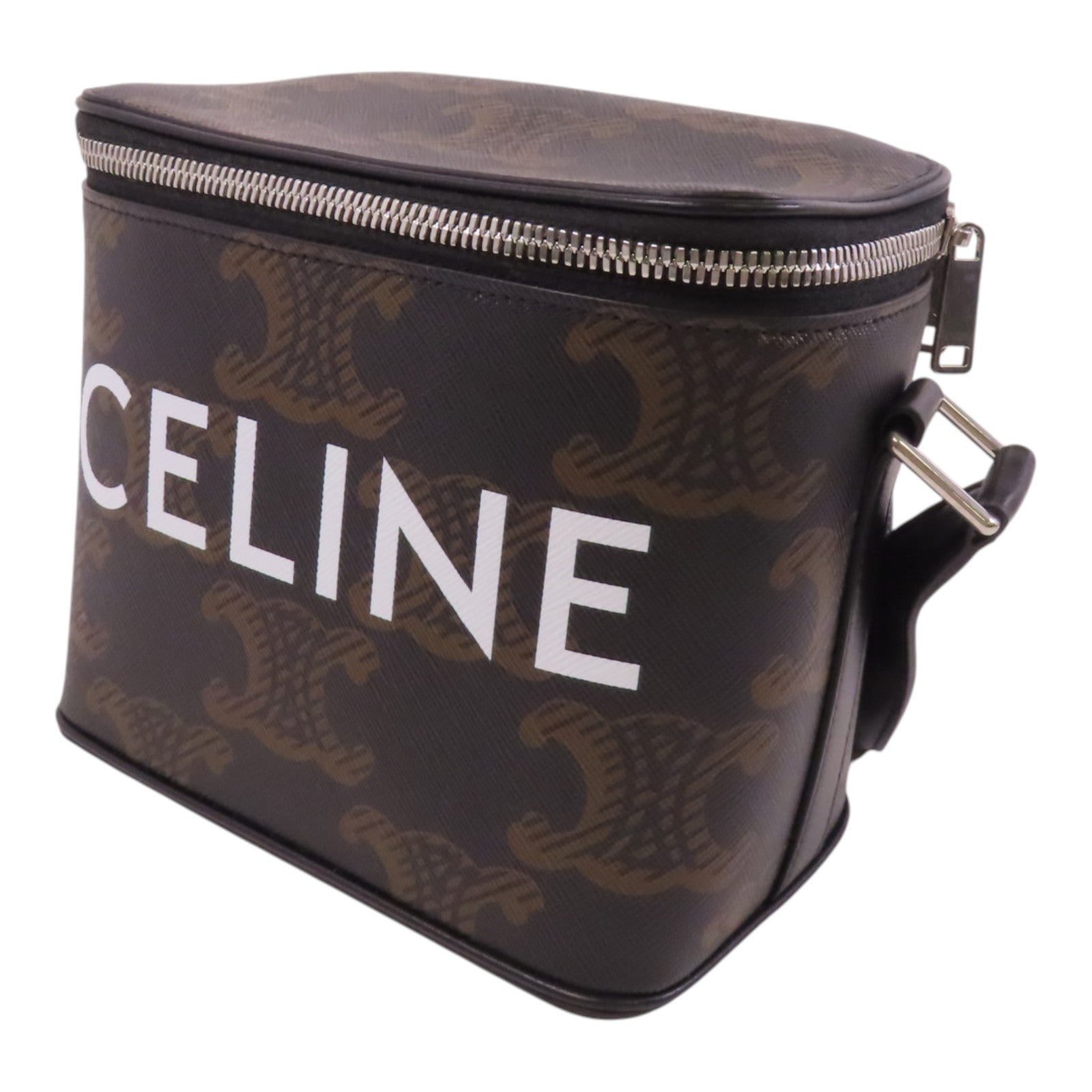 CELINE 塗層帆布Boite In Triomphe銀扣肩背袋