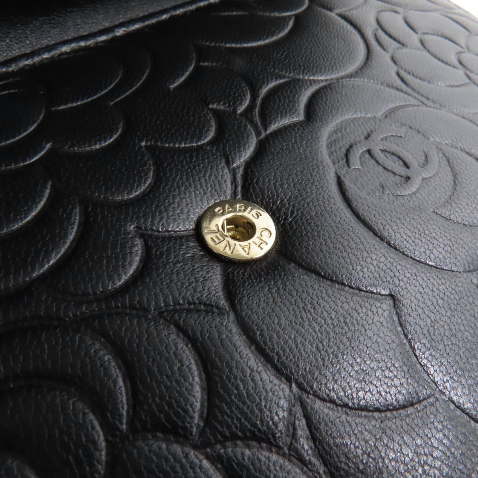 CHANEL CC GHW Pouch Long Wallet Lambskin Leather Black