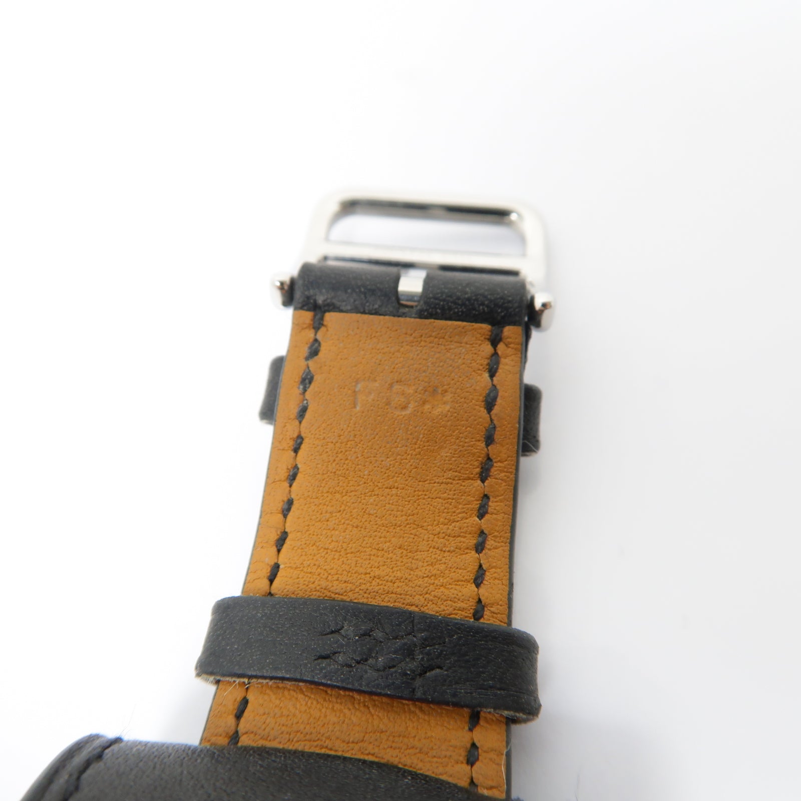HERMES Cape Cod TGM不鏽鋼/皮革帶石英機芯手錶白色/黑色