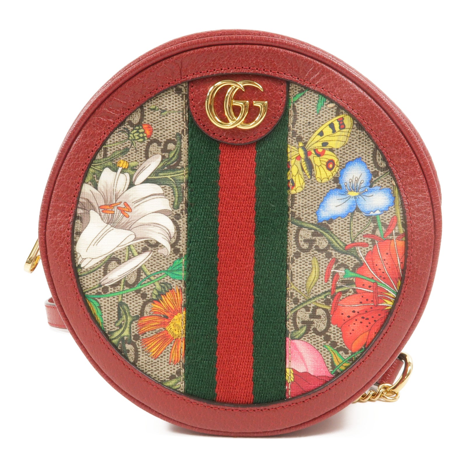 GUCCI 塗層帆布Ophidia Flora Round Backpack背包