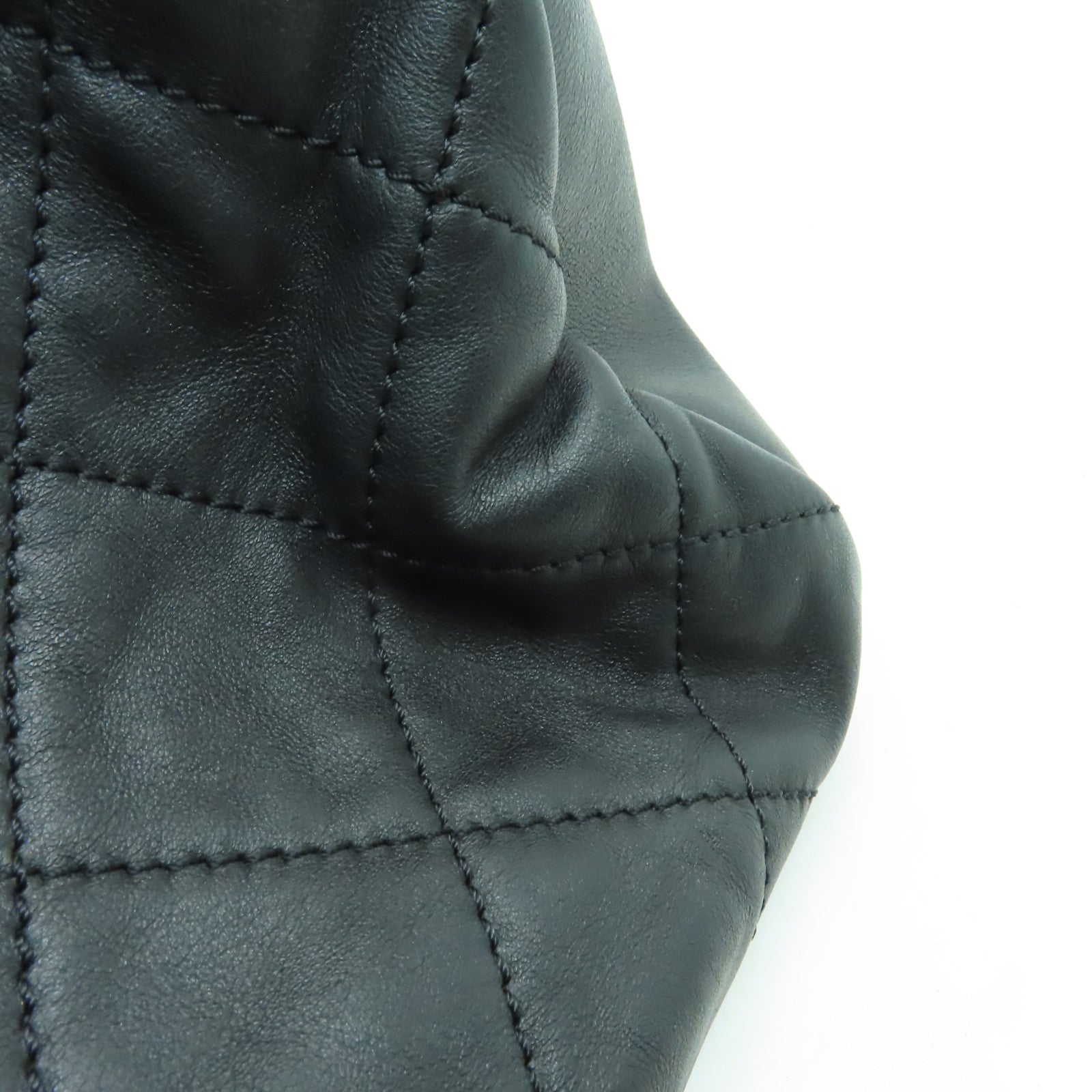 CHANEL 【清倉大減價】菱格皮革Chain Shoulder銀扣鏈帶肩背袋黑色