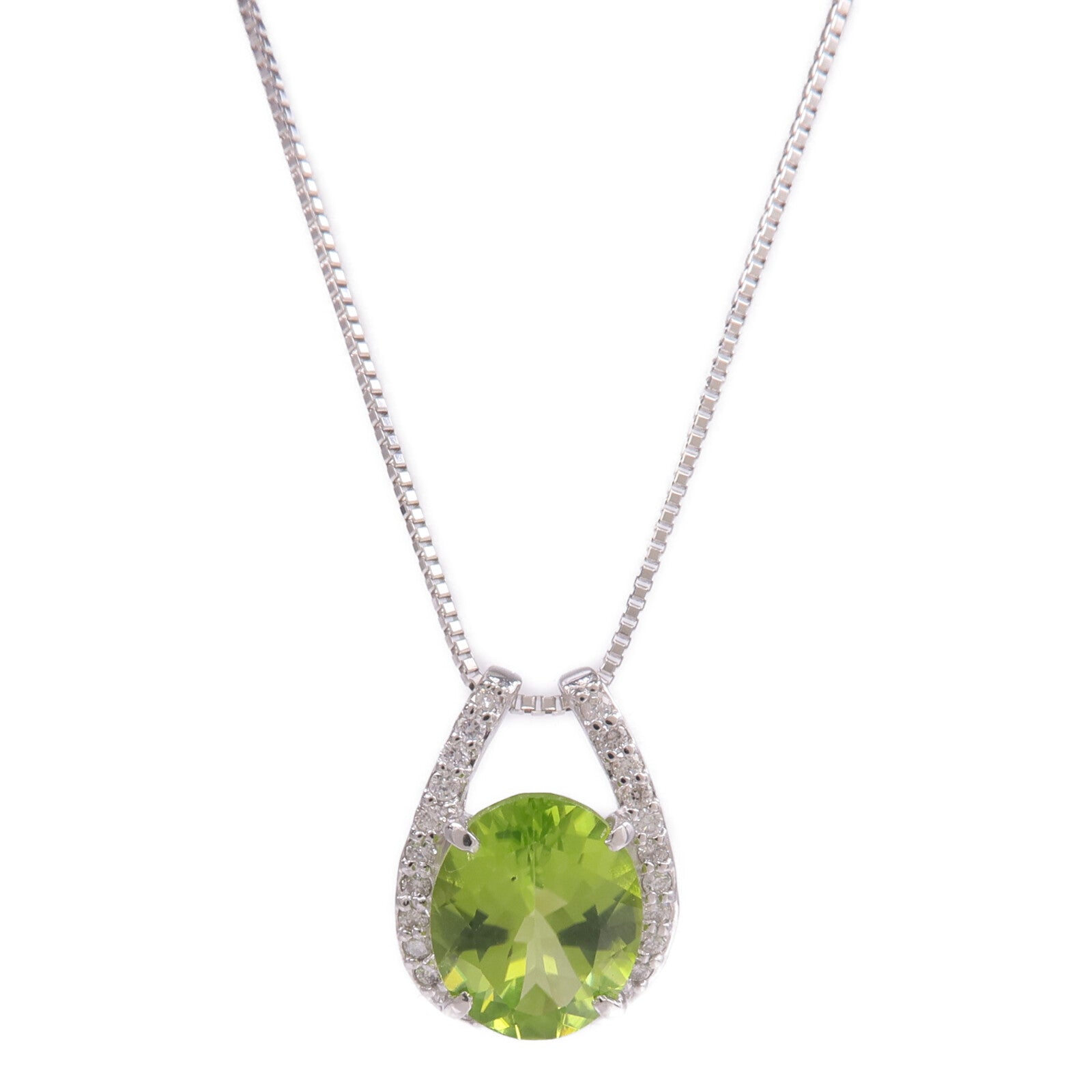 JEWELRY 18K白金Peridot Diamond Necklace橄欖石/鑽石項鍊