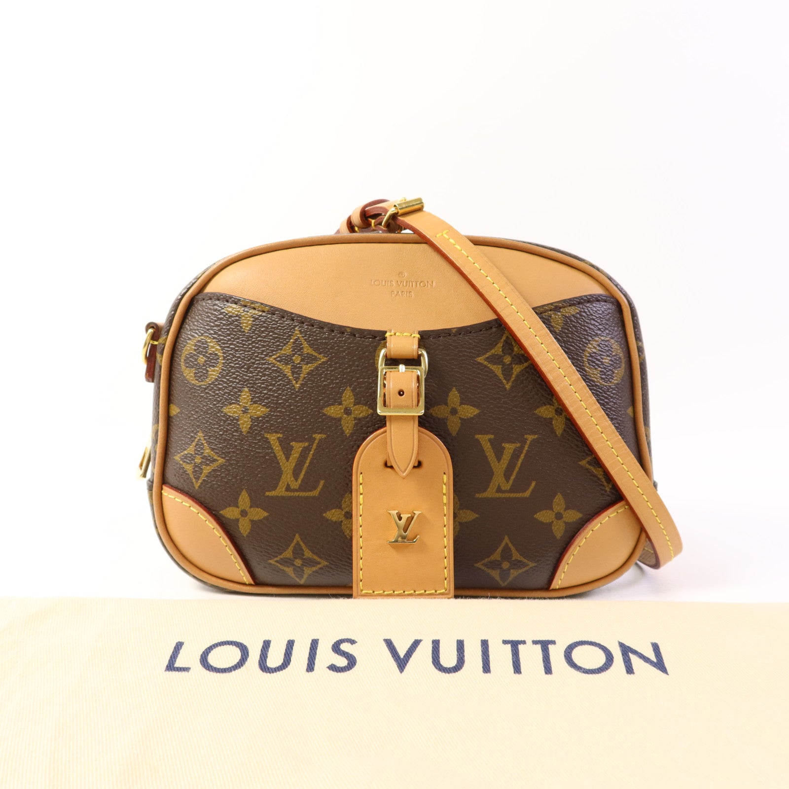 LOUIS VUITTON Monogram Deauville Mini金扣肩背袋棕色