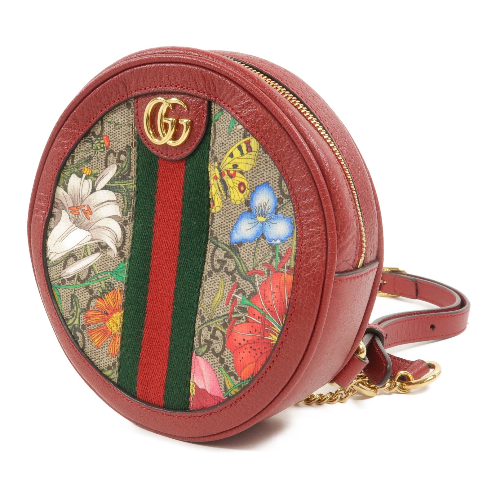 GUCCI 塗層帆布Ophidia Flora Round Backpack背包