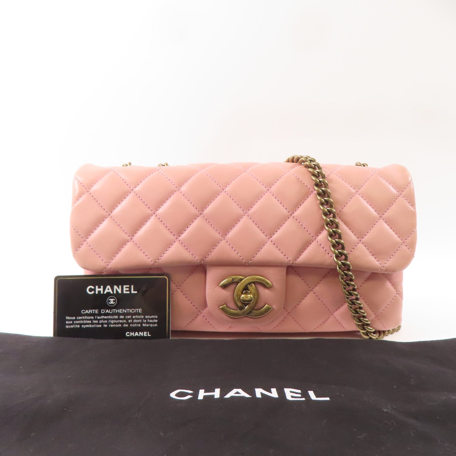 CHANEL 羊皮皮革Chain Shoulder肩背袋粉紅色