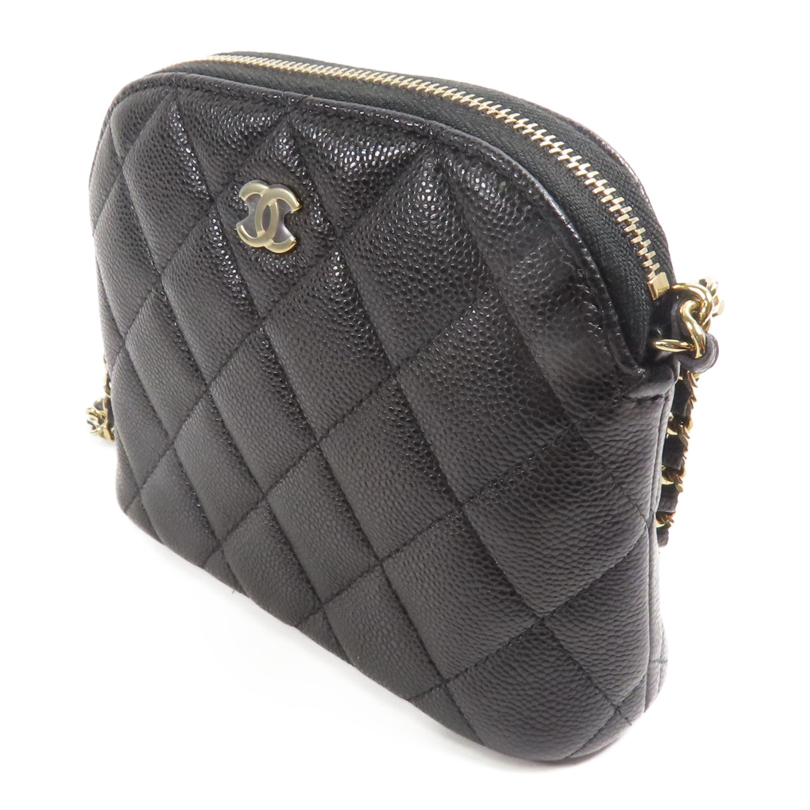 CHANEL 牛皮皮革Shoulder Bag金扣鏈帶肩背袋
