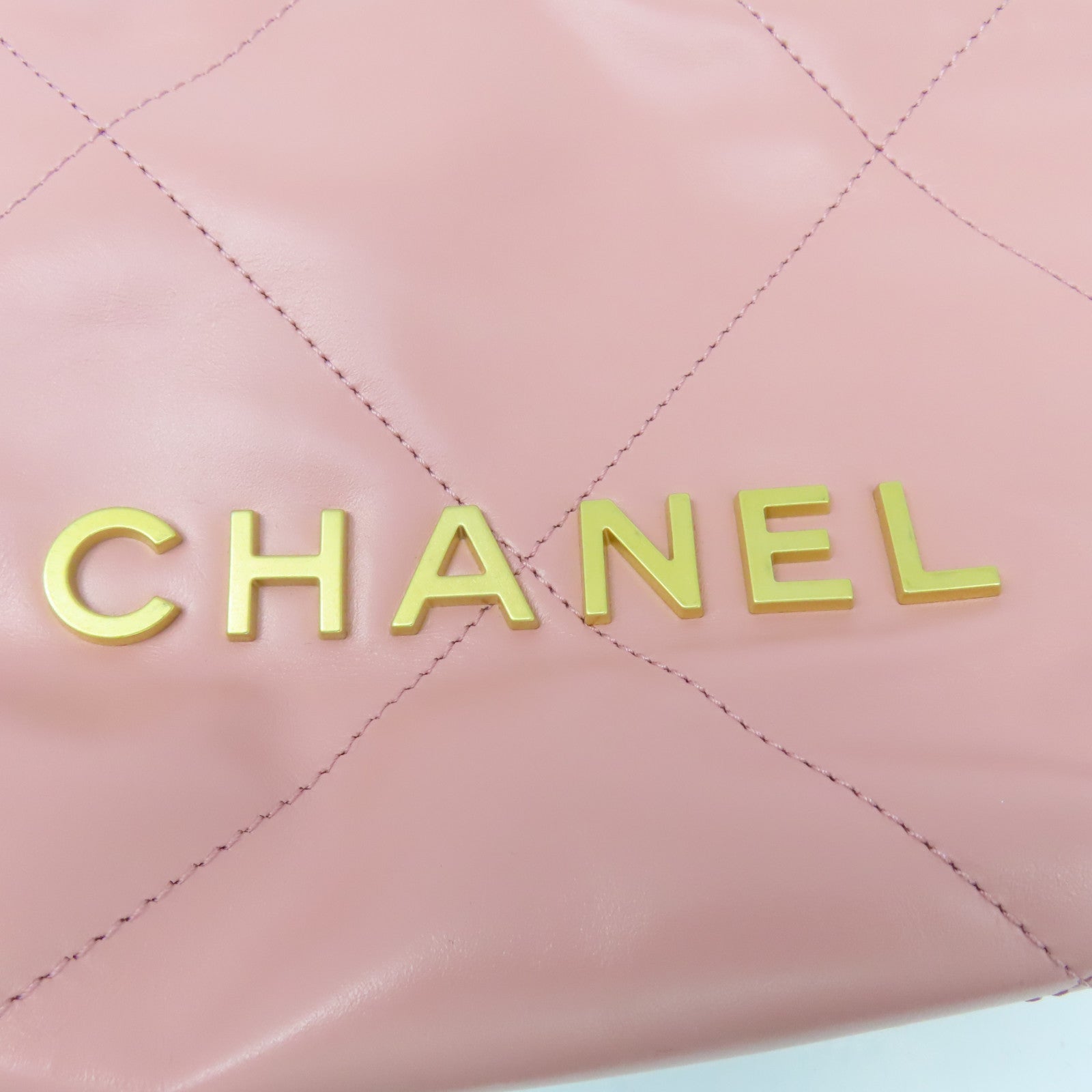 CHANEL 【激減優惠】菱格牛皮皮革Mini C22金扣鏈帶肩背袋粉紅色