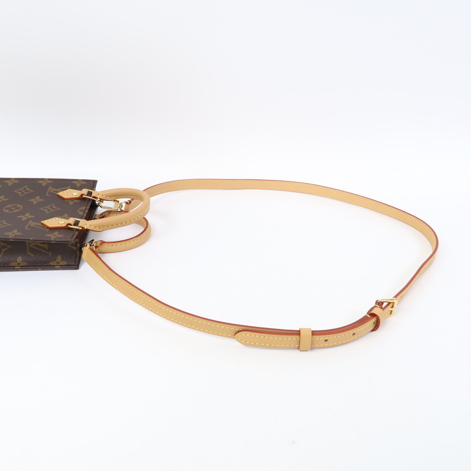 LOUIS VUITTON 【激減優惠】Monogram Petit Sac Plat金扣手挽肩背兩用袋啡色