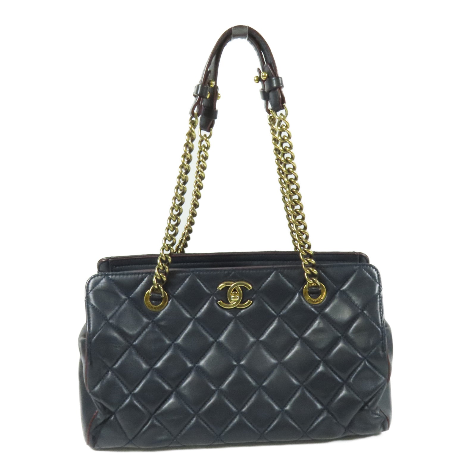 CHANEL 牛皮皮革Chain Shoulder金扣肩背袋