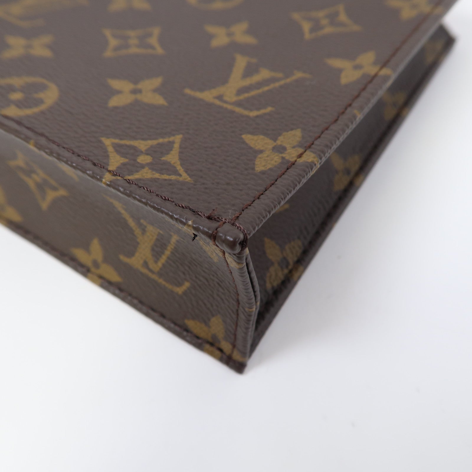 LOUIS VUITTON 【激減優惠】Monogram Petit Sac Plat金扣手挽肩背兩用袋啡色