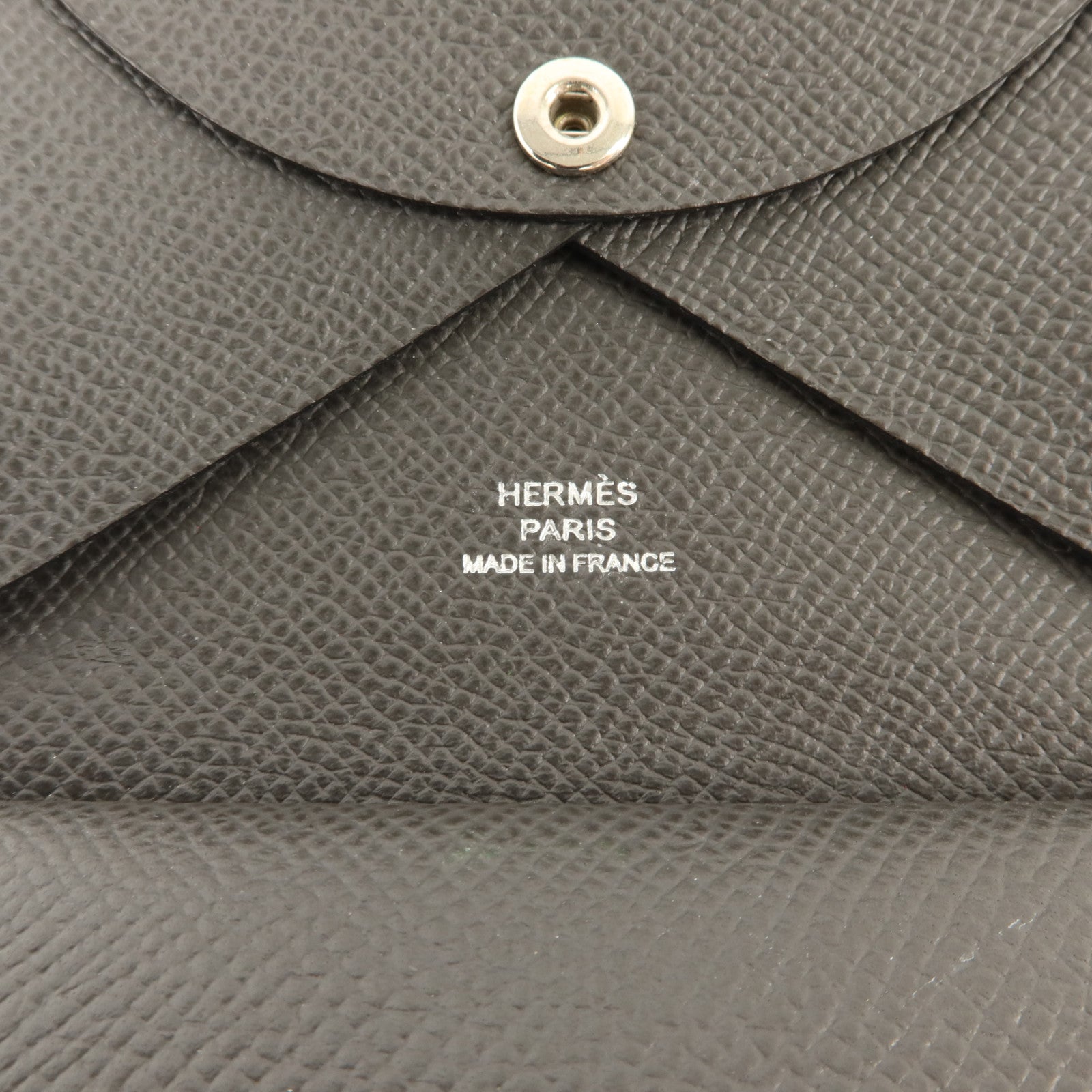 HERMES Epsom皮革Calvi Duo Compact Card Holder卡片套Graphite
