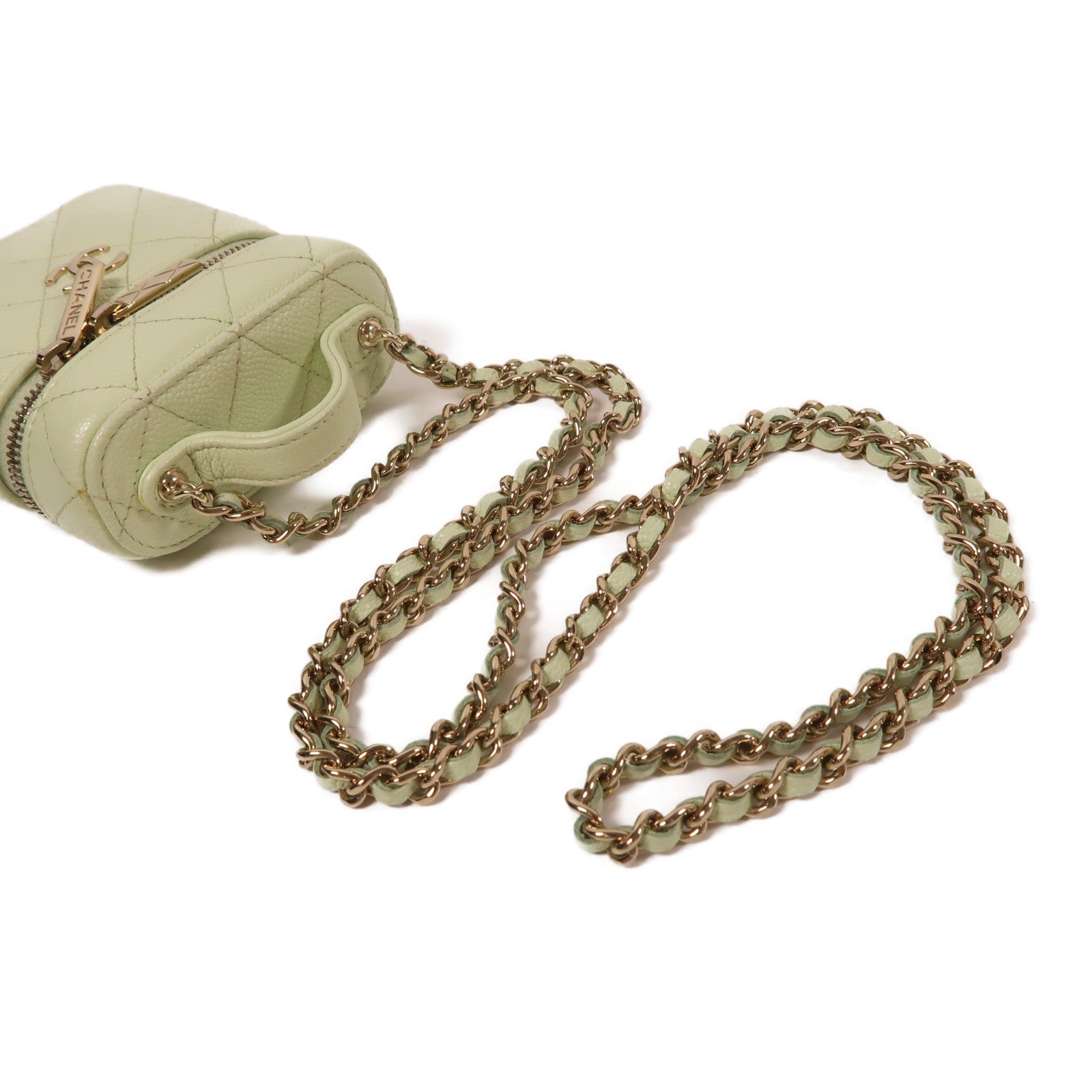 CHANEL 牛皮皮革Chain Shoulder金扣鏈帶肩背袋