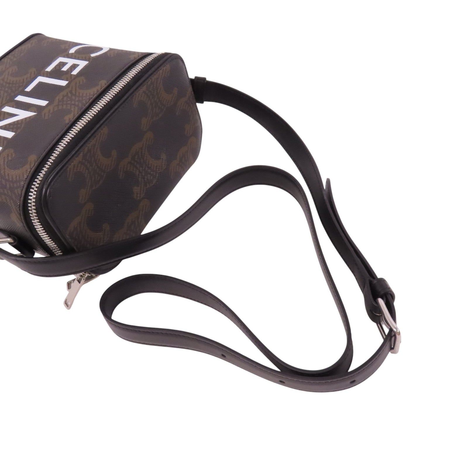 CELINE 塗層帆布Boite In Triomphe銀扣肩背袋