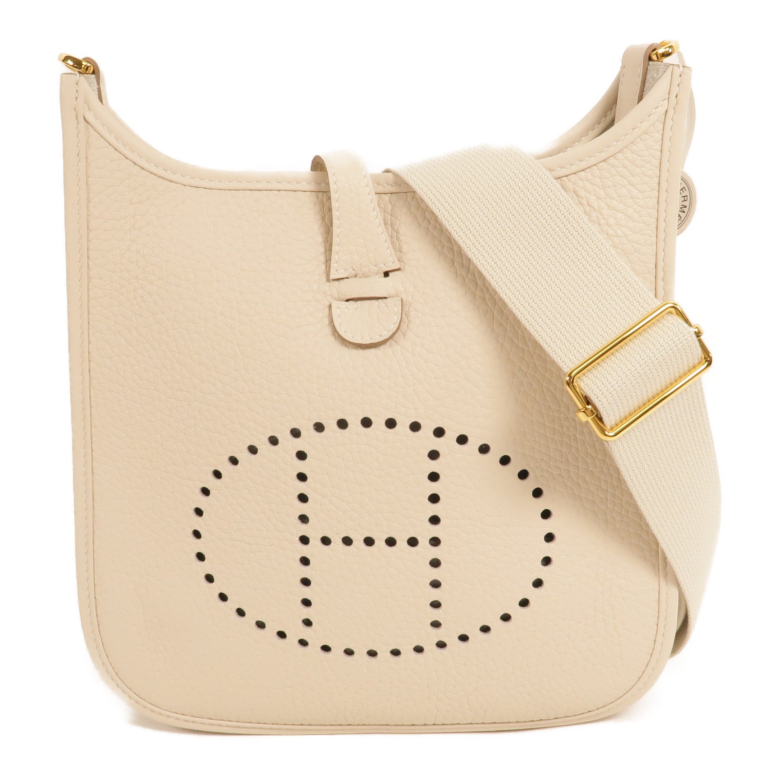 HERMES Clemence皮革Evelyne 23肩背袋Craie