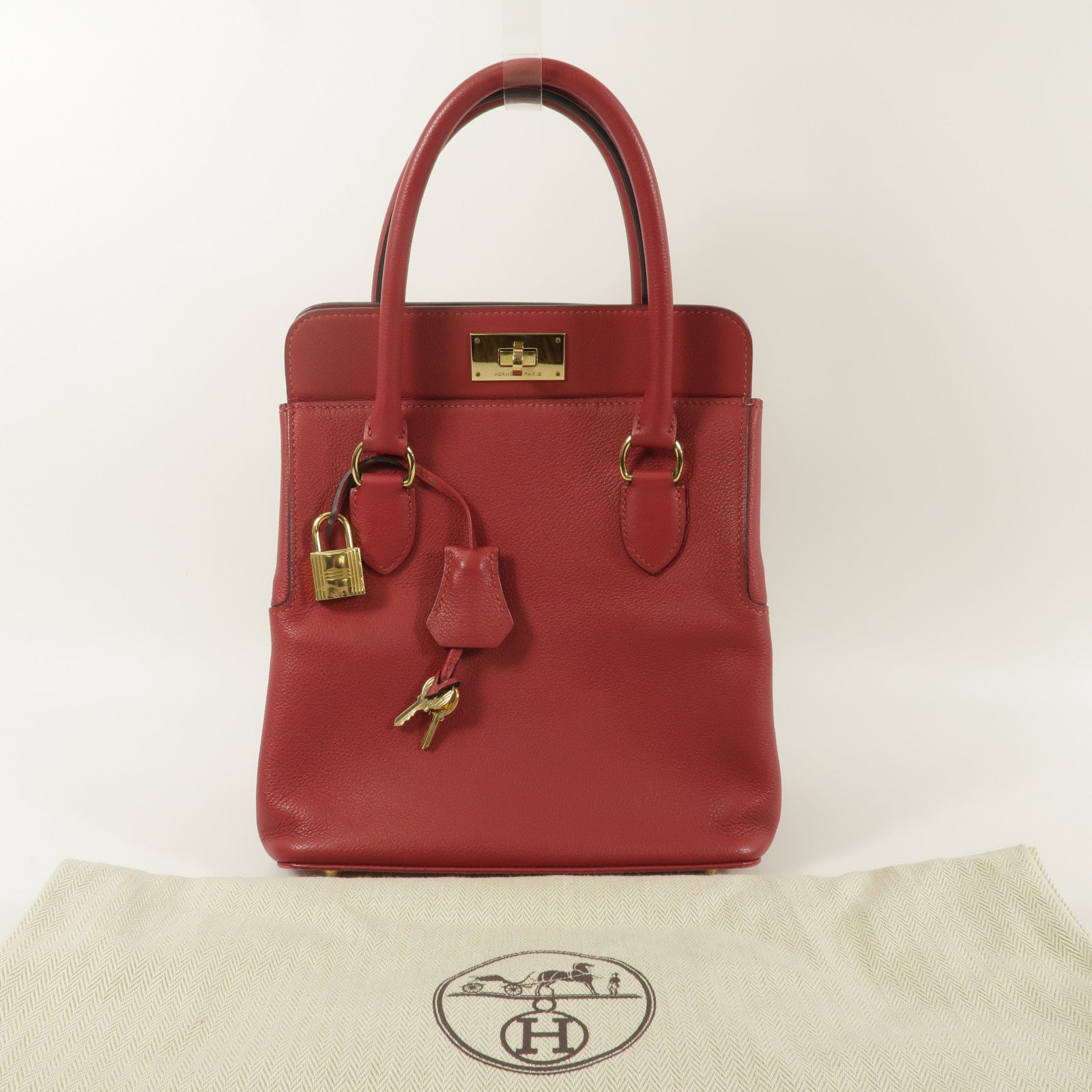 HERMES Evercolor皮革Toobox 20手挽袋Rouge Grenat