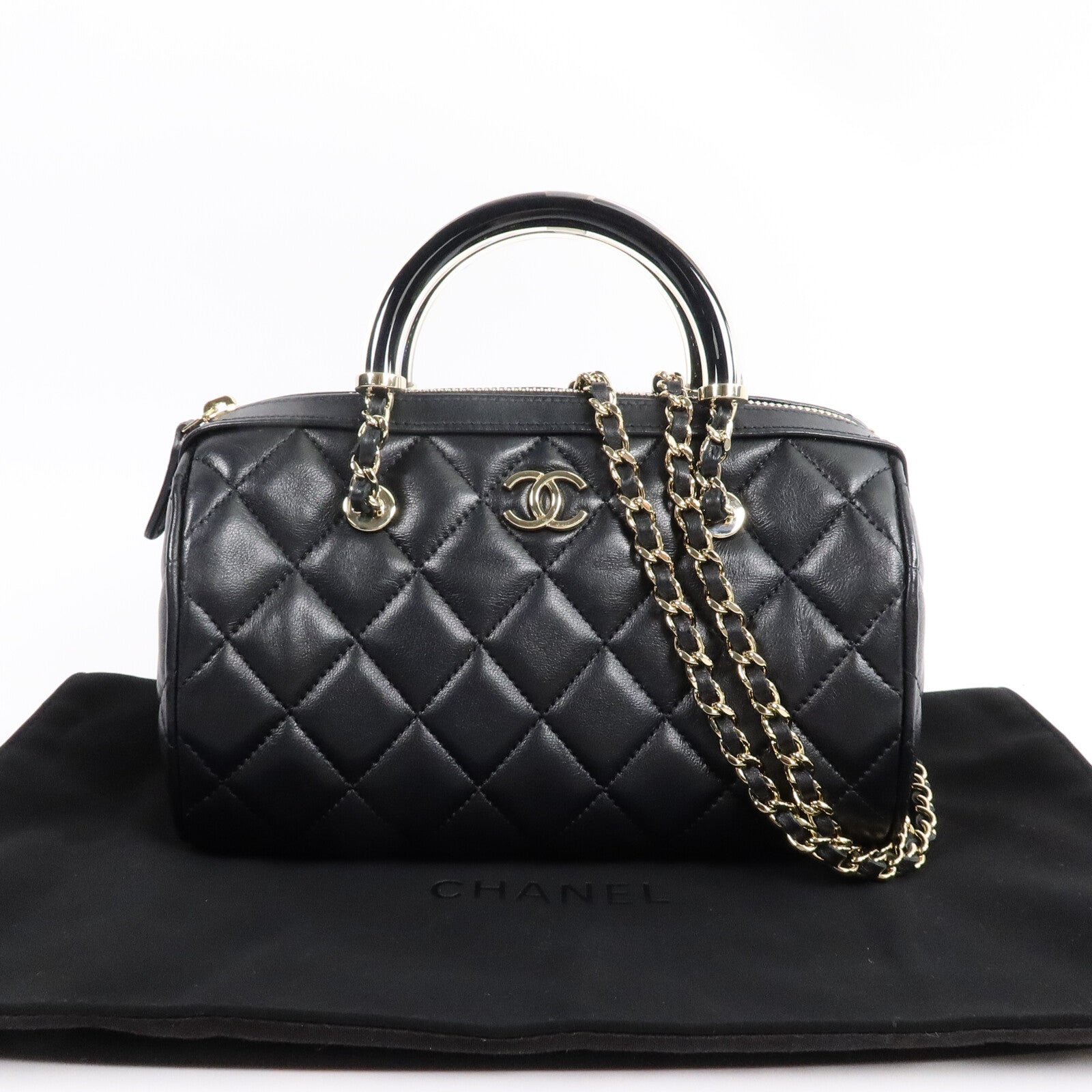 CHANEL 羊皮皮革Mini Boston Bag肩背袋