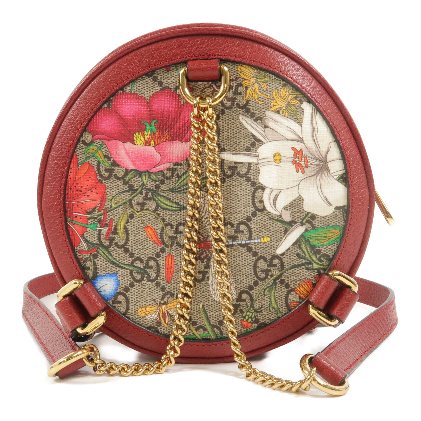 GUCCI 塗層帆布Ophidia Flora Round Backpack背包