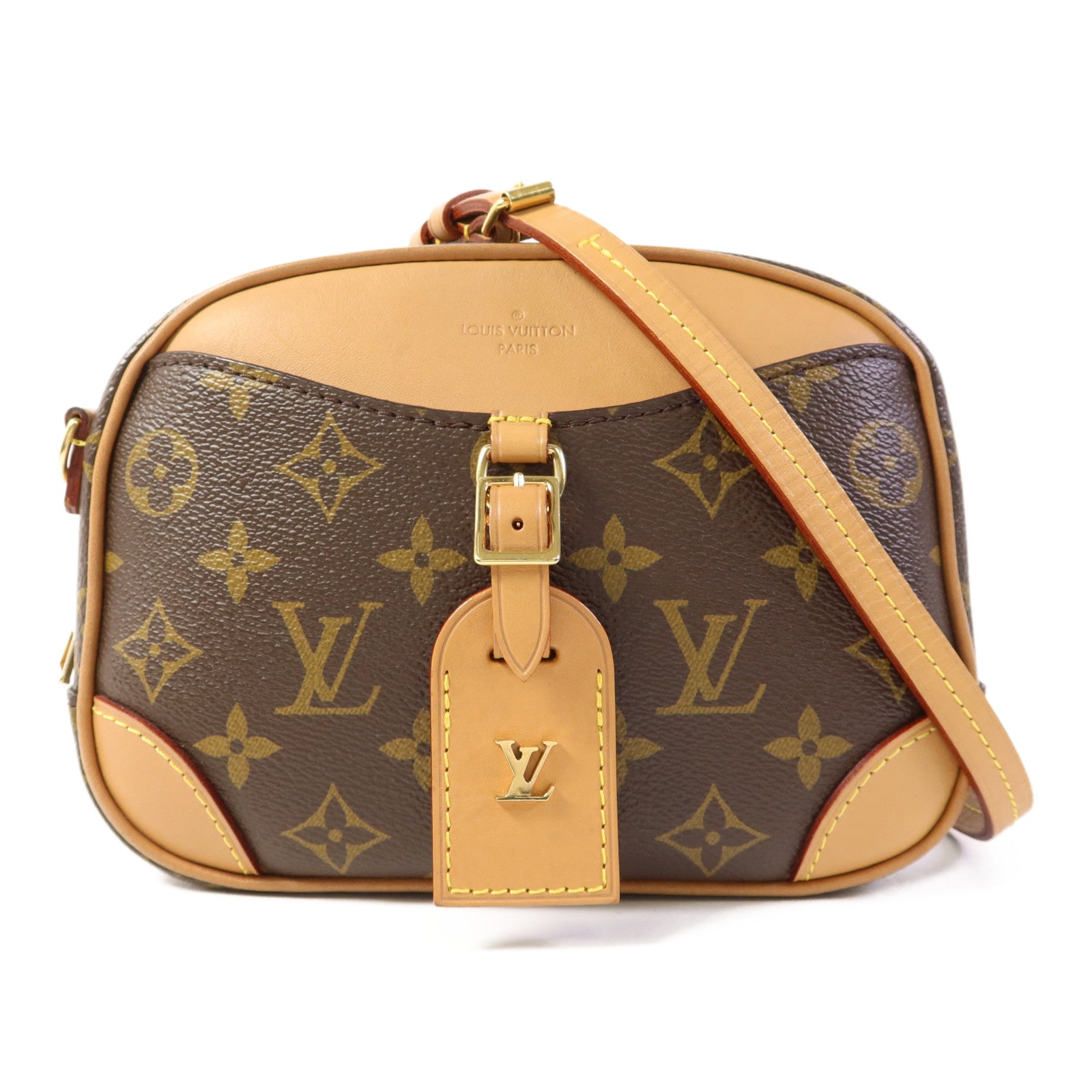 LOUIS VUITTON Monogram Deauville Mini金扣肩背袋棕色