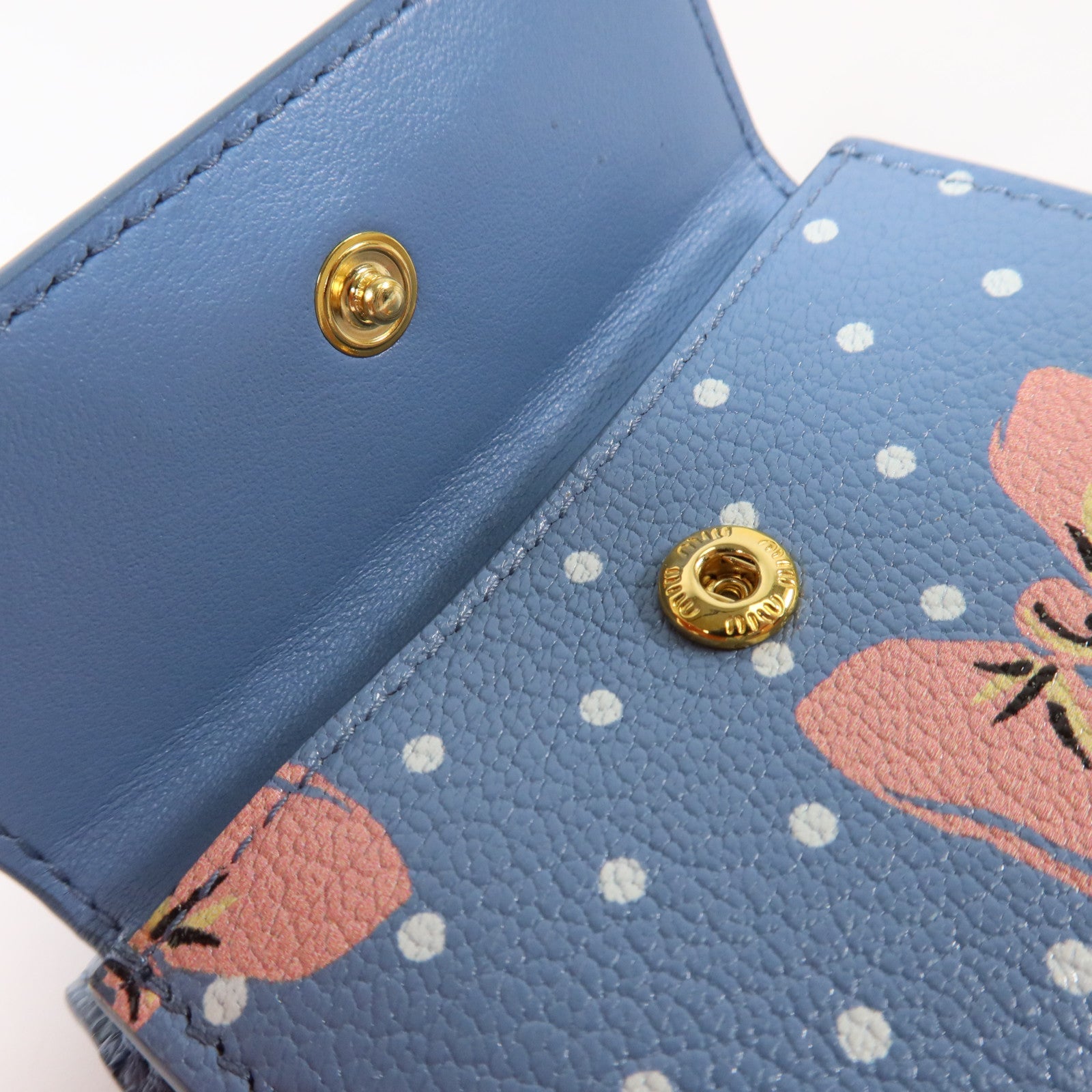 Miu Miu 牛皮皮革Mini Wallet金扣錢包