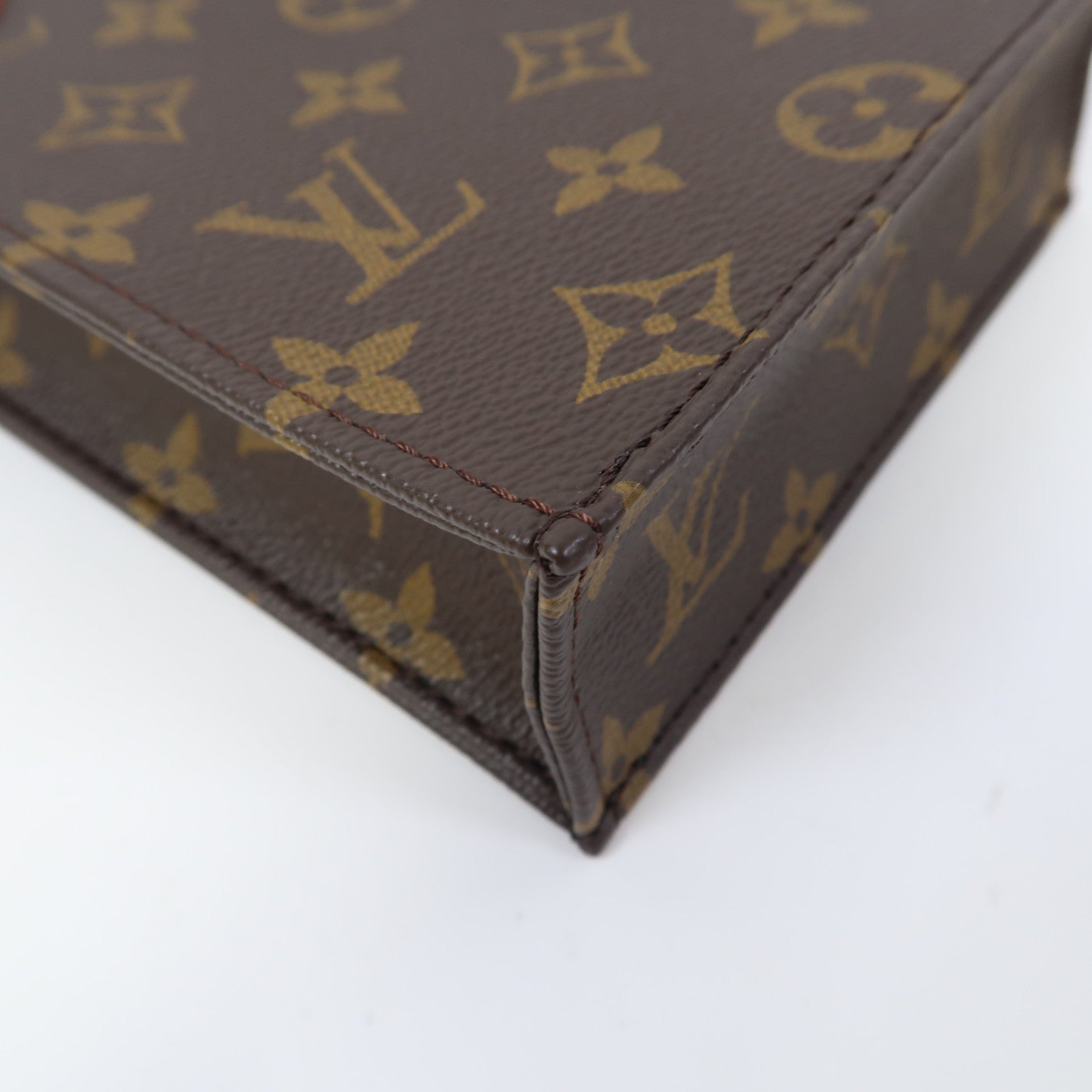 LOUIS VUITTON 【激減優惠】Monogram Petit Sac Plat金扣手挽肩背兩用袋啡色