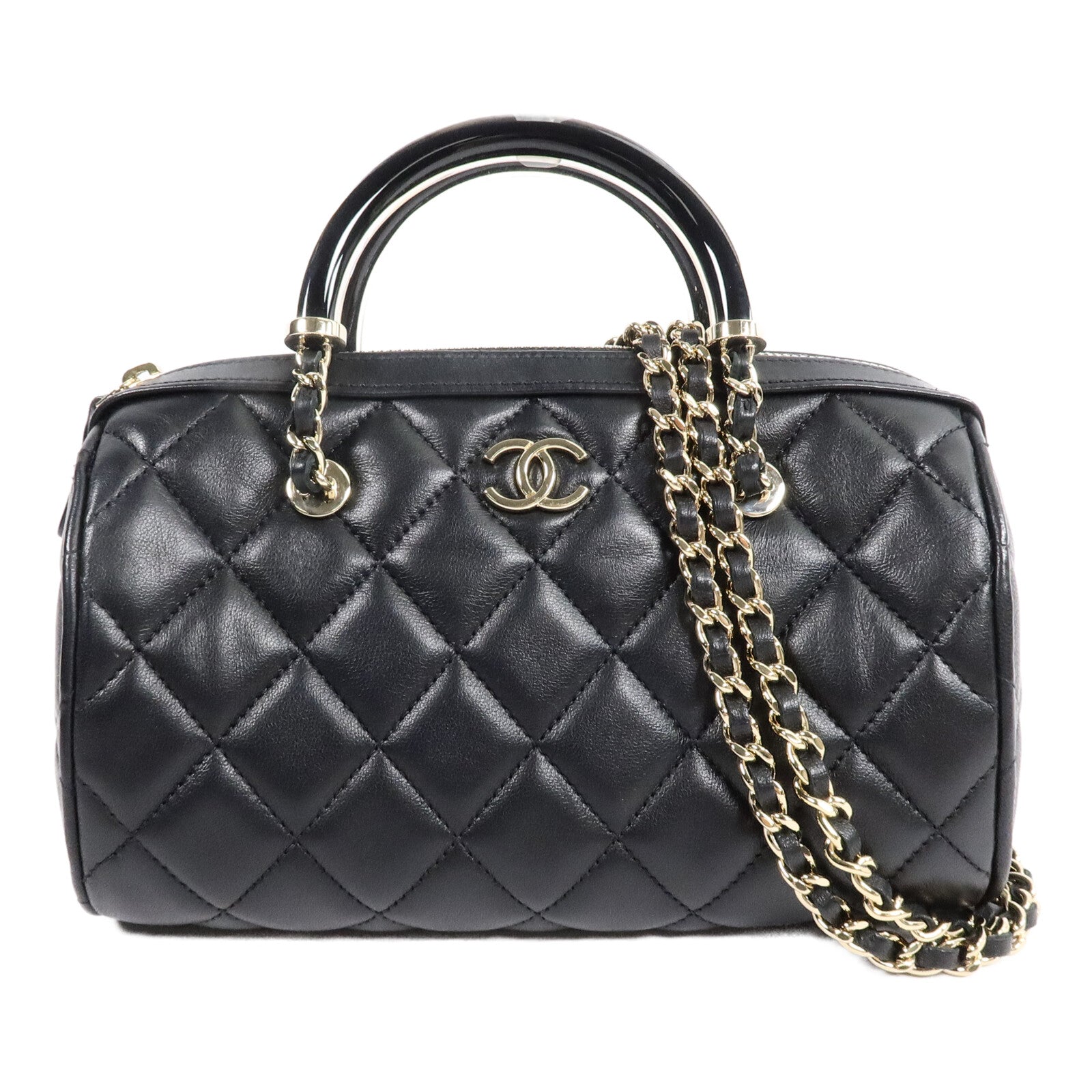 CHANEL 羊皮皮革Mini Boston Bag肩背袋